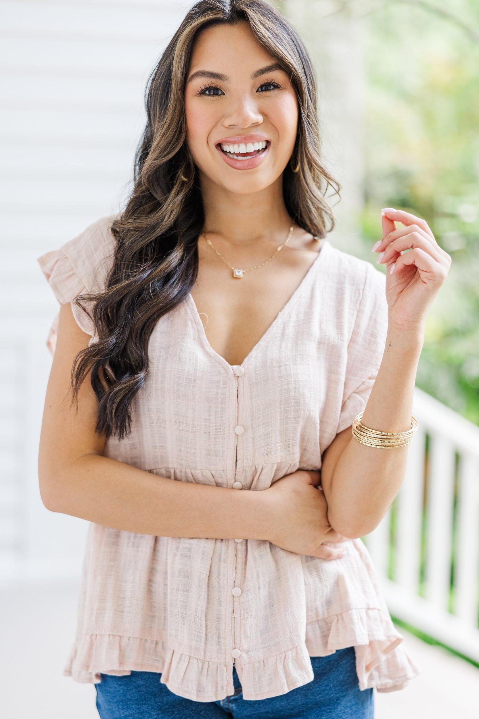 It's Your Choice Blush Pink Cotton Top Female Product Image