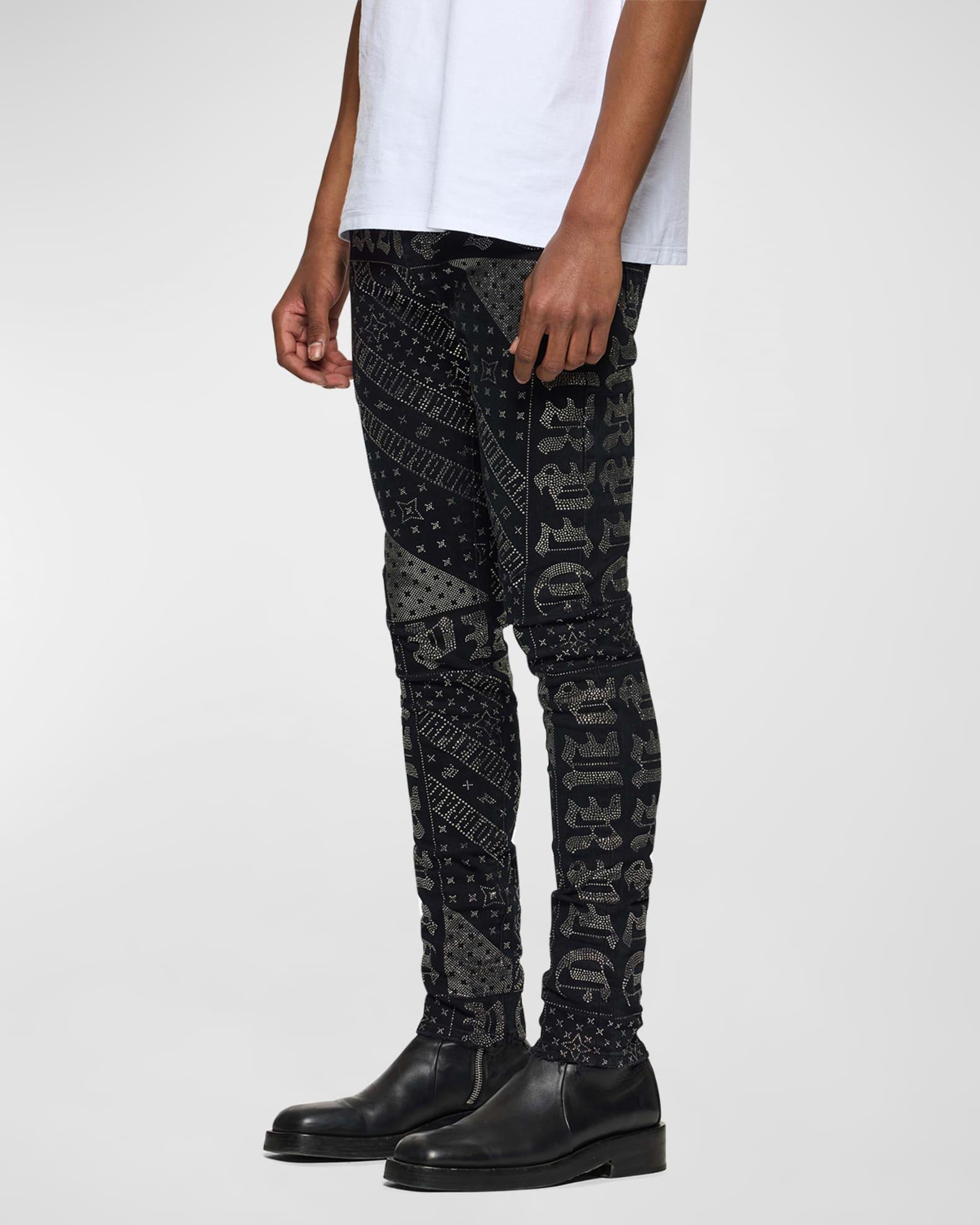 Men's Gothic Flag Hotfix Skinny Jeans Product Image