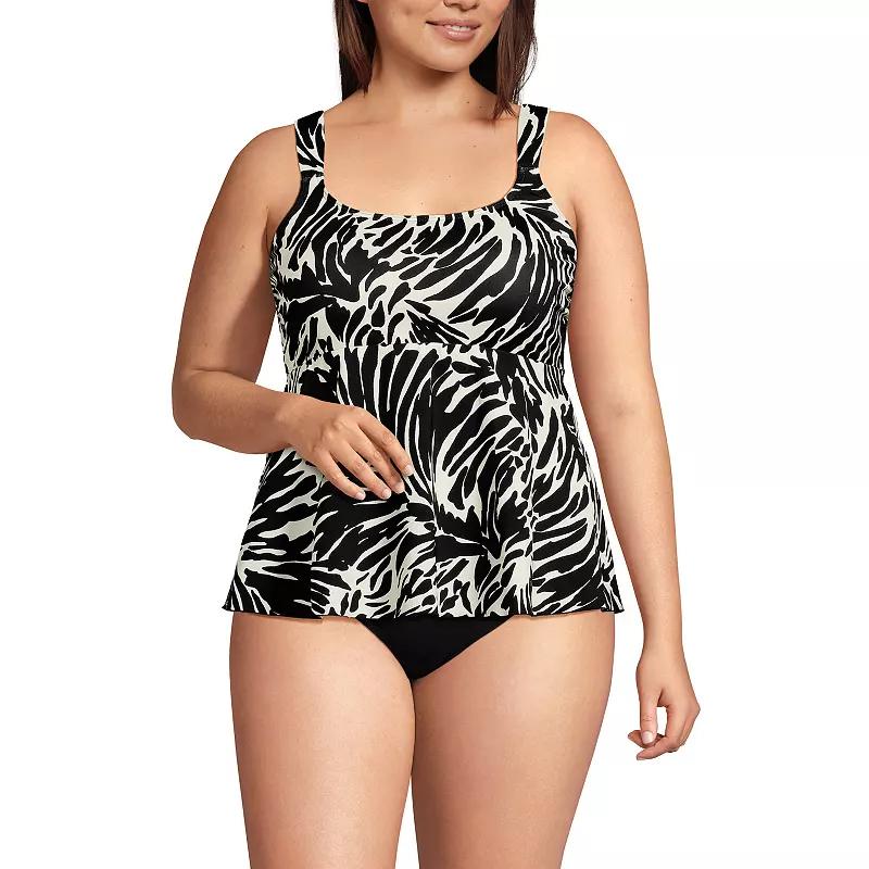 Plus Size Lands' End Flutter Empire Waist Comfort Strap Tankini Swimsuit Top, Women's, Size: 3XL, Black Product Image