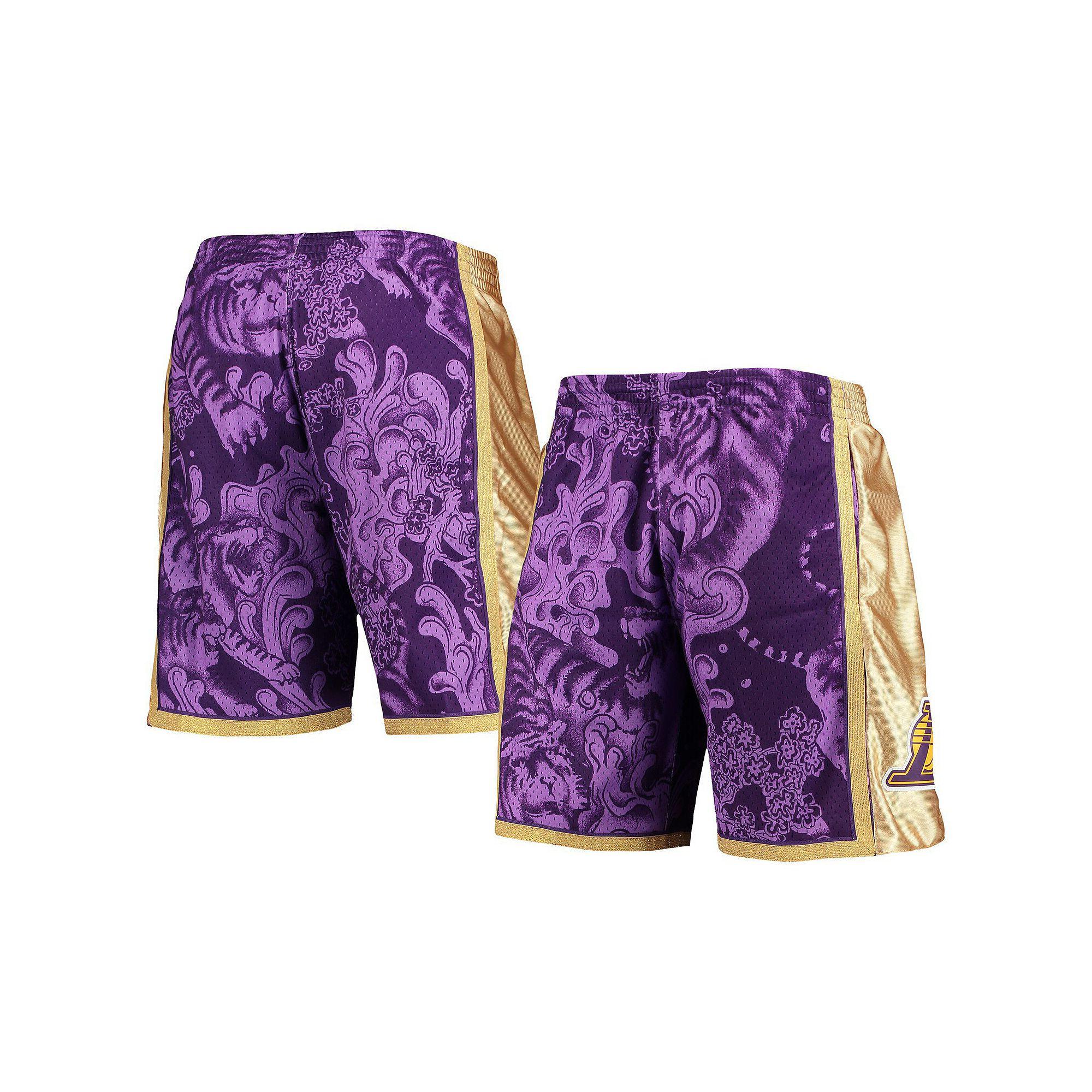 Men's Mitchell & Ness Purple Los Angeles Lakers Hardwood Classics Lunar New Year Swingman Shorts,  Product Image