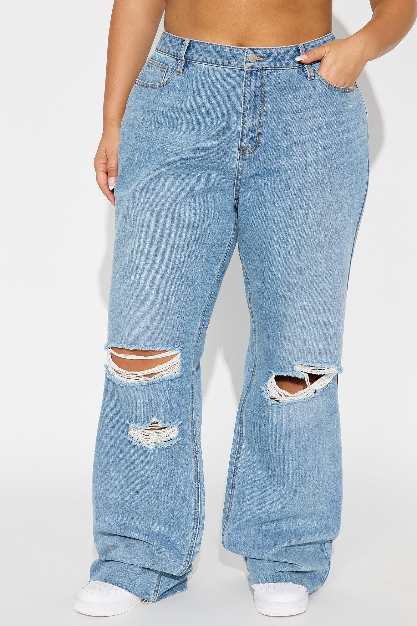 Tall Tough Love Baggy Ripped Straight Leg Jean - Medium Wash Female Product Image