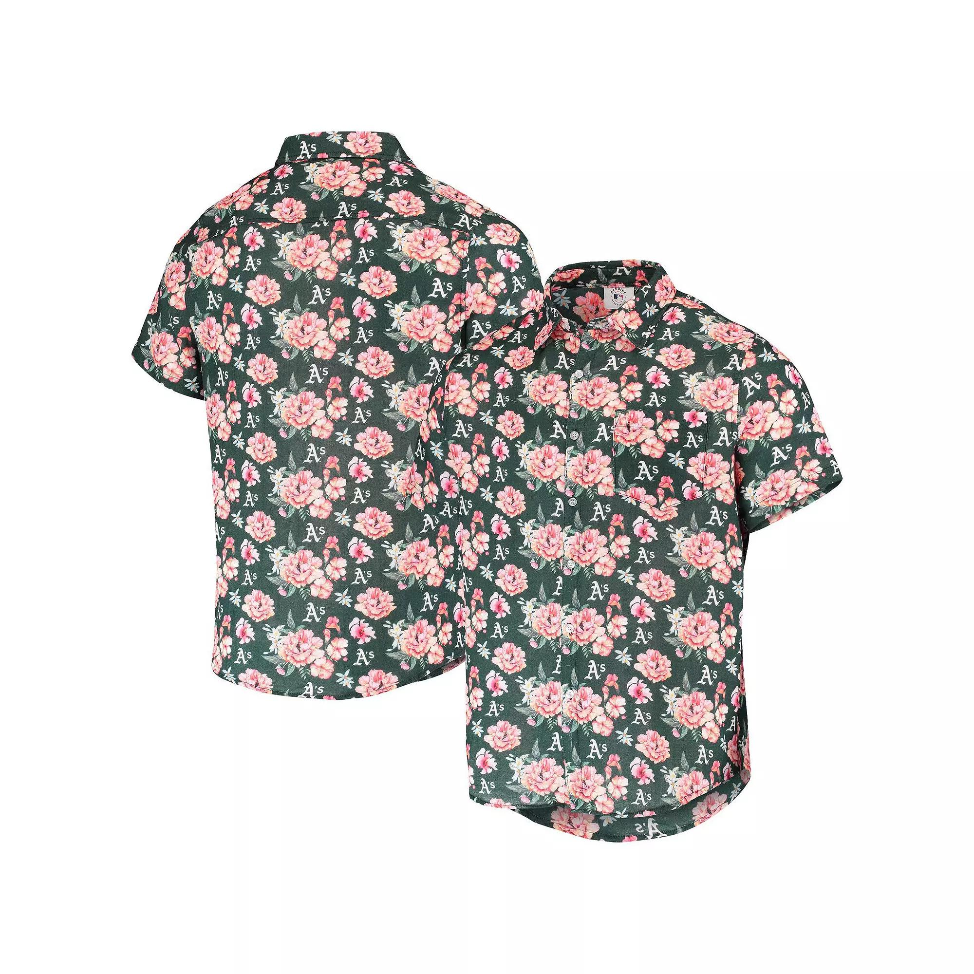 Men's FOCO Green Oakland Athletics Floral Linen Button-Up Shirt,  Product Image