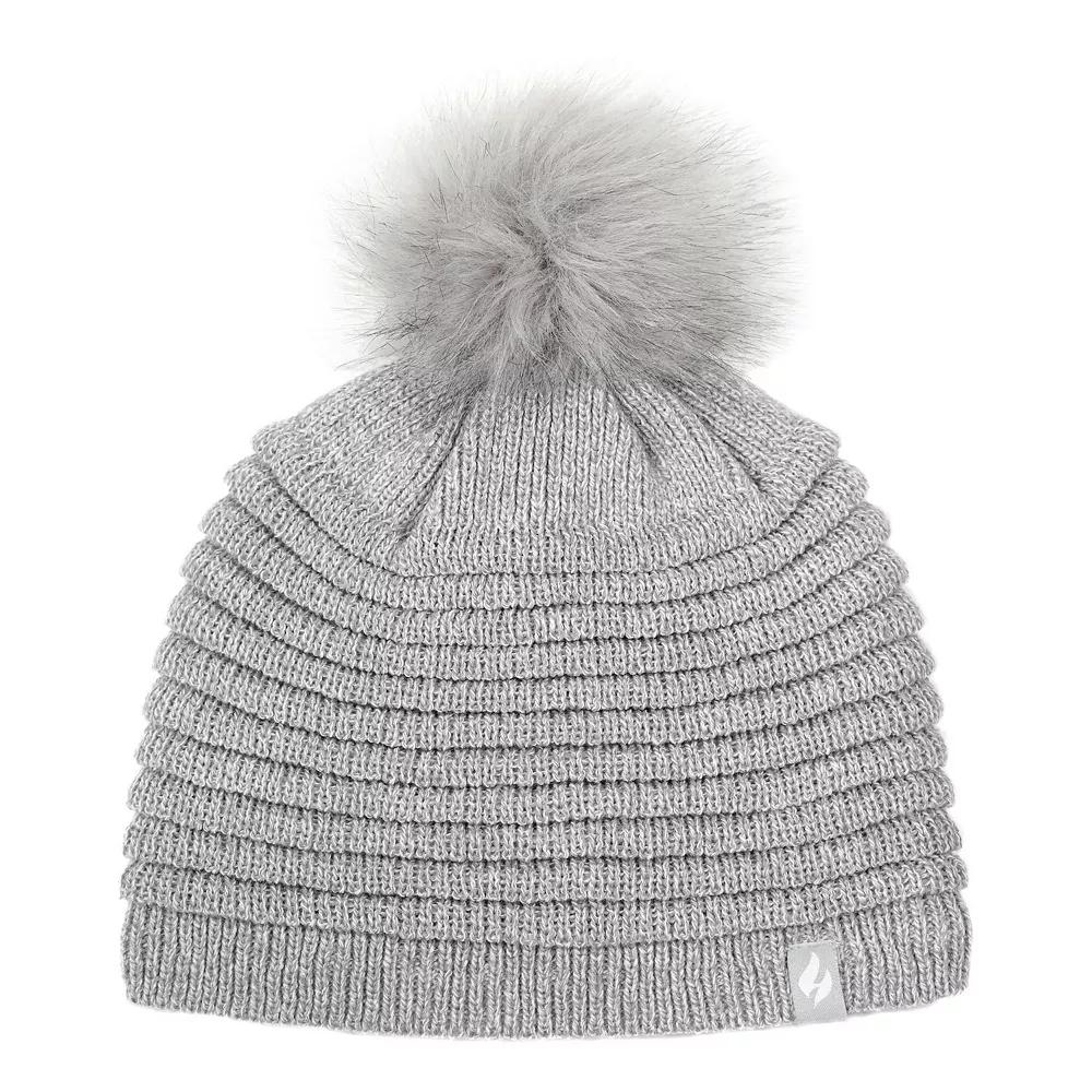 Women's Heat Holders Heatweaver Rib Knit Pom Pom Hat, Dusty Pink Product Image