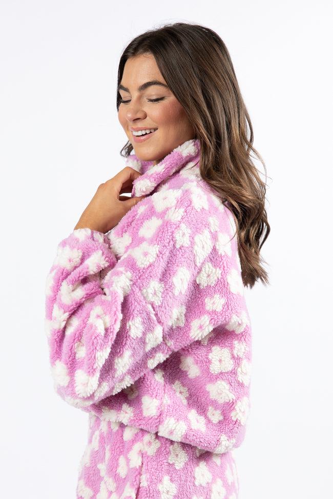 Front Runner Purple Floral Sherpa Quarter Zip Pullover FINAL SALE Product Image