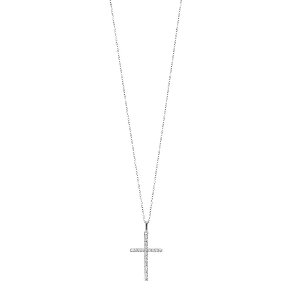 Diamond Brilliance 1/4 Carat T.W. Lab-Created Diamond Cross Pendant Necklace, Women's, Silver Tone Product Image