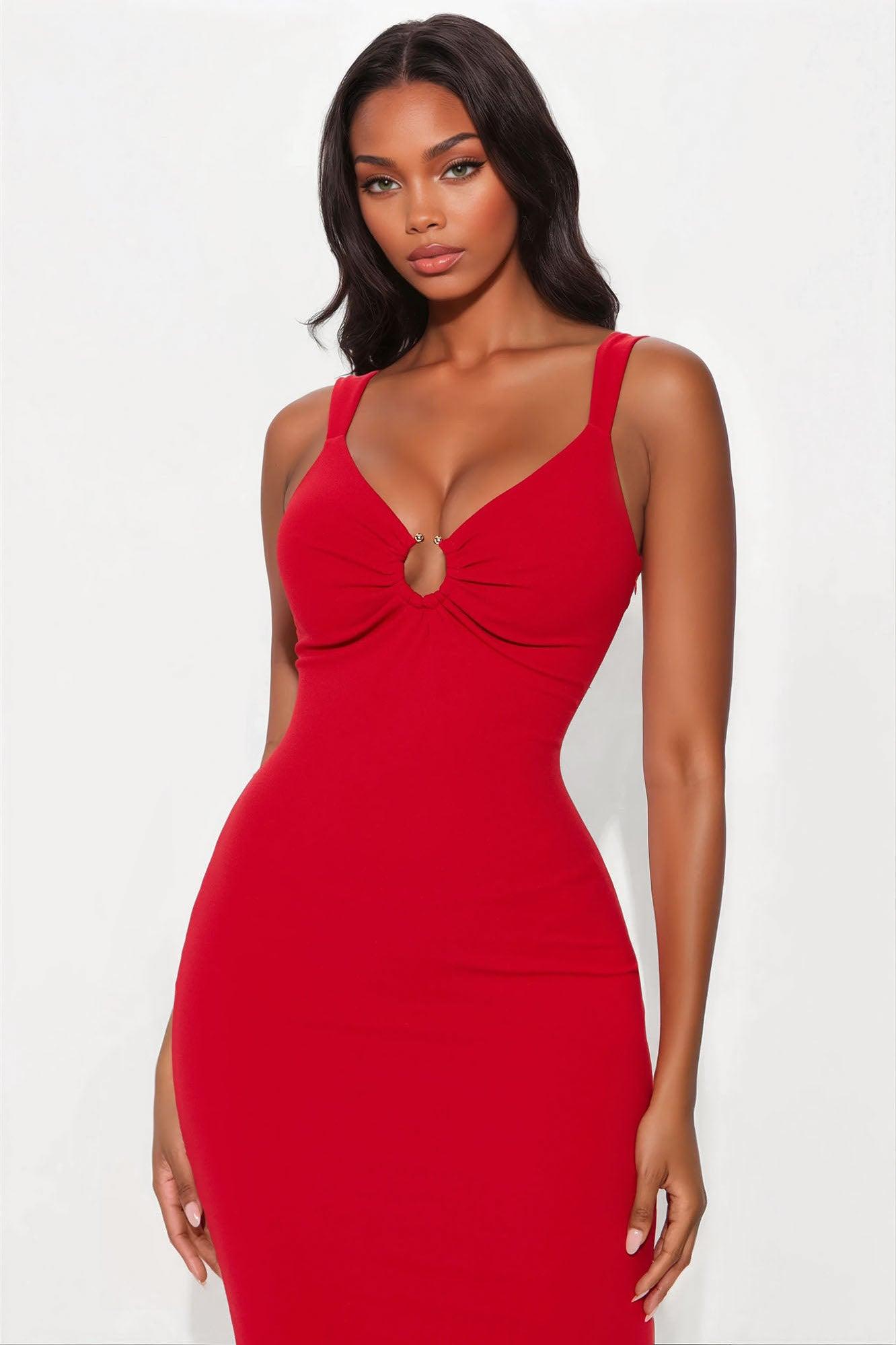 Katrina Backless Maxi Dress - Red Female Product Image