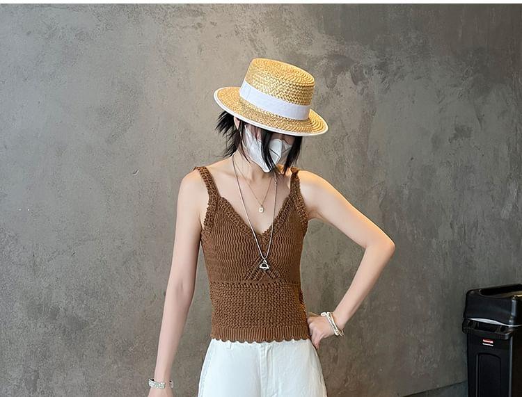 Mid Waist Lace Panel Wide Leg Pants Product Image