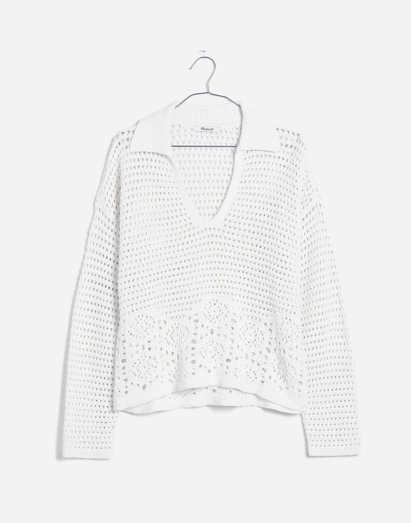 Crochet Polo Sweater Product Image