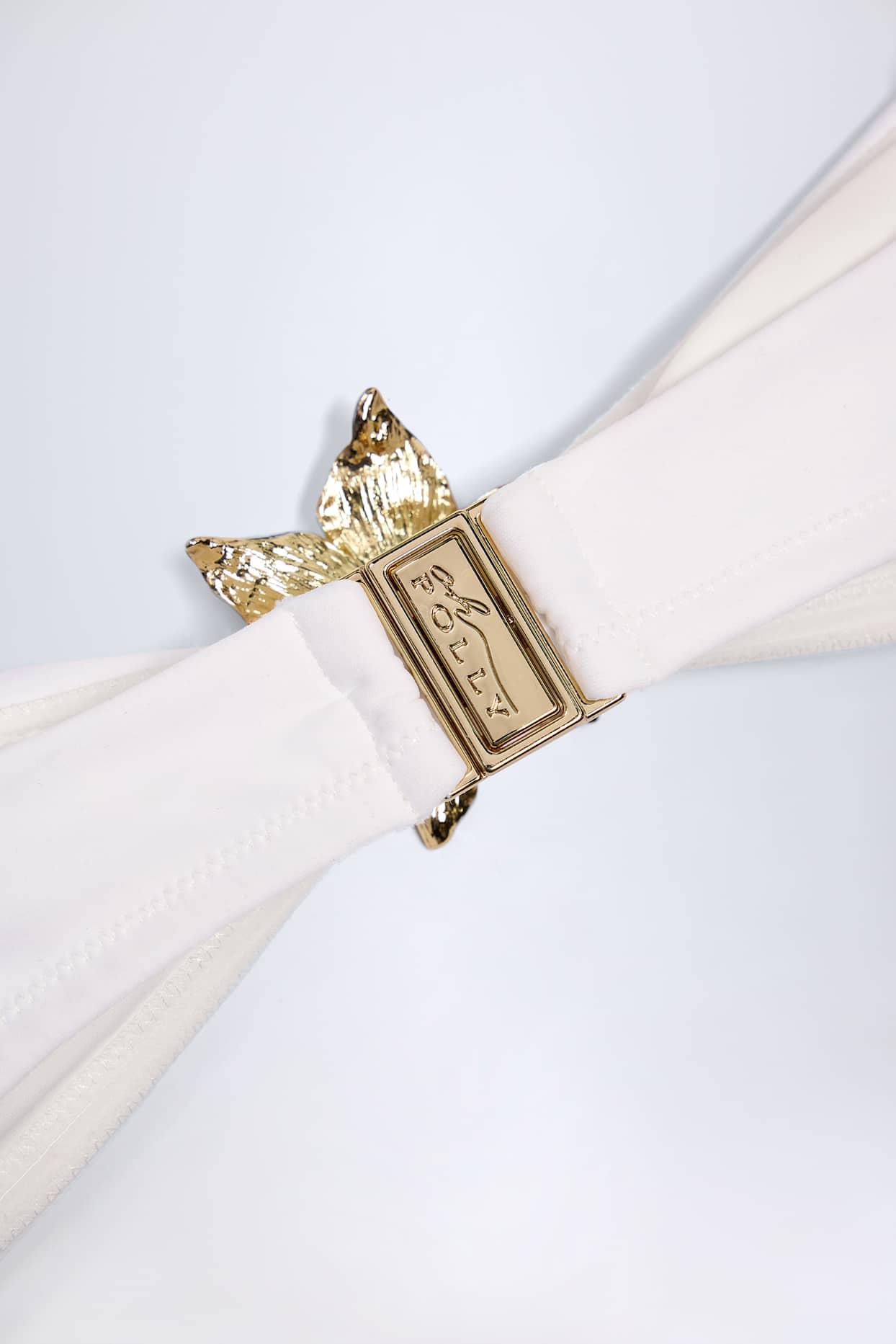 Hardware-Detail Halterneck Bikini Top in White Female Product Image