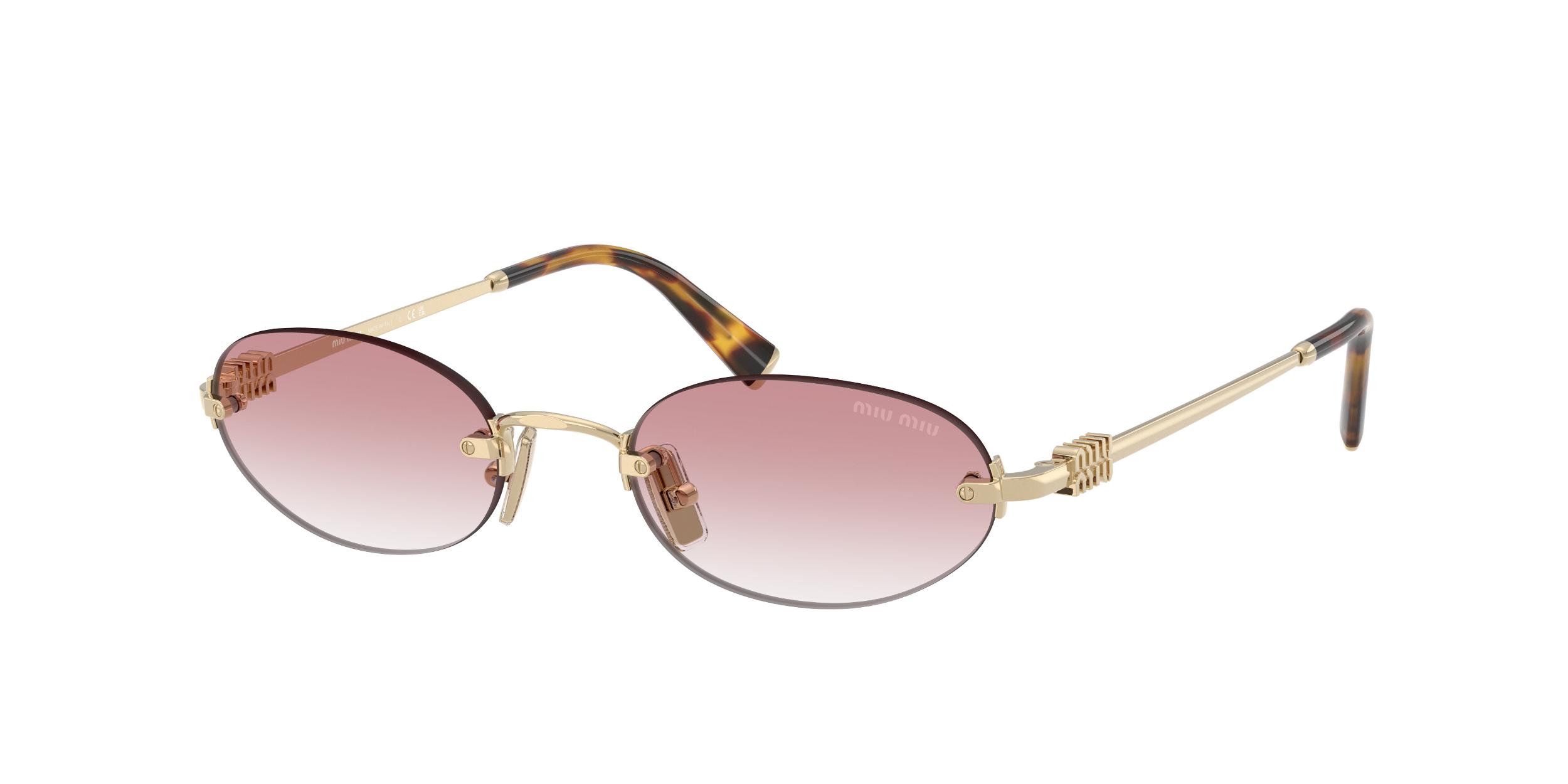 MIU MIU Womens Gold Mu A52s Oval-frame Metal Sunglasses In Gray Product Image