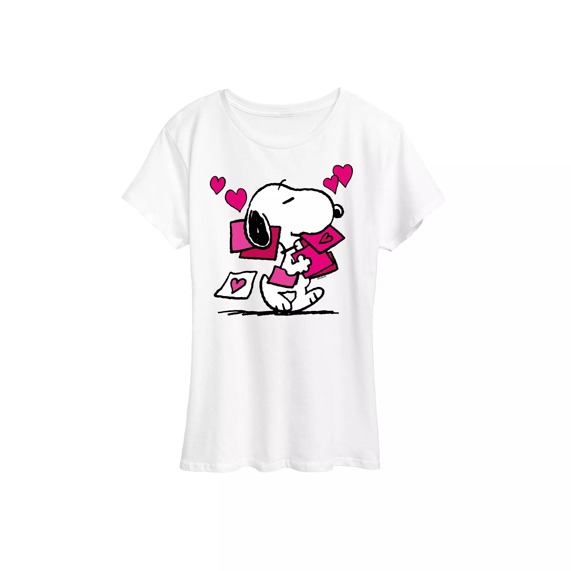 Women's Peanuts Snoopy Valentine's Cards Graphic Tee,  Product Image