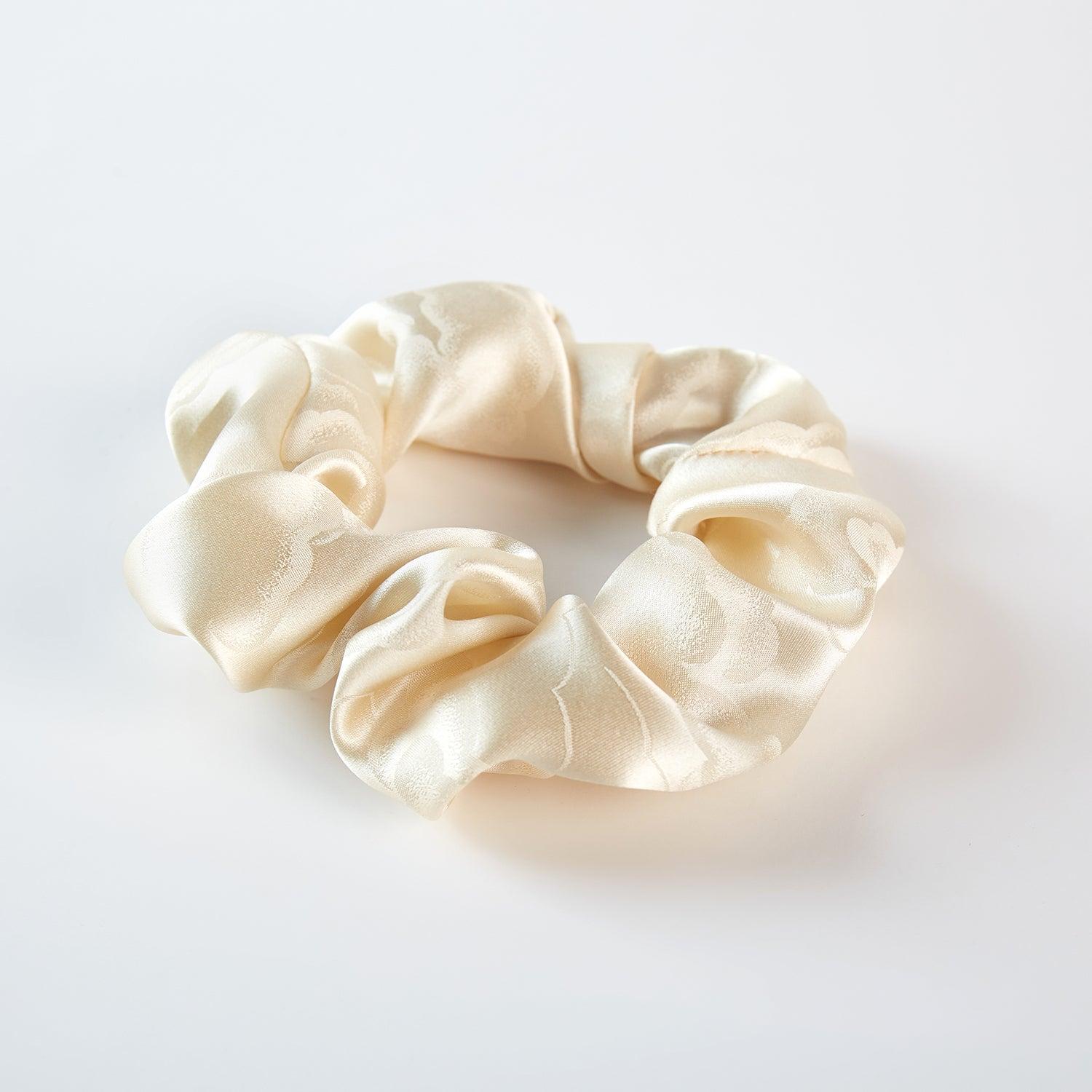 Set of 4 Pure Mulberry Silk French Scrunchie | Clouds and Rivers | Jacquard Silk & Tea Silk | 2 inch | 20 Momme | Brush Collection Product Image