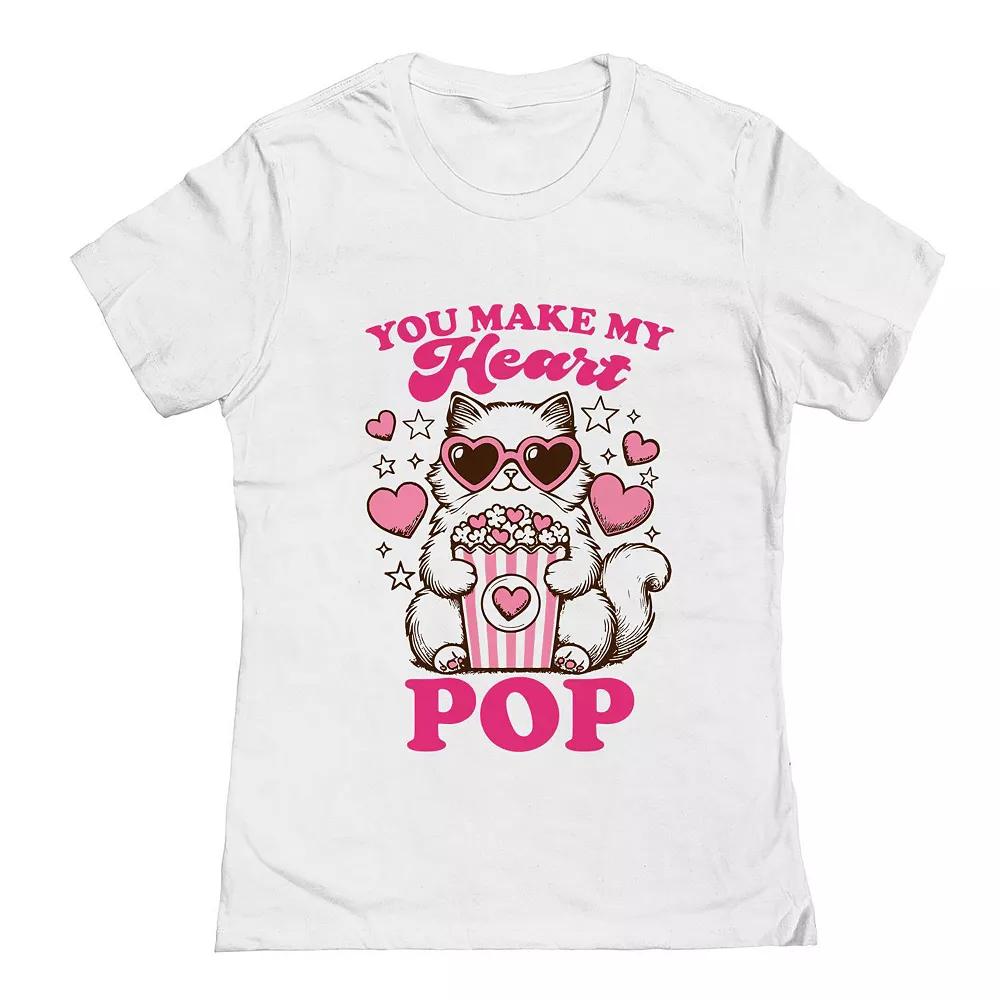 Junior's You Make My Heart Pop Valentine's Day Graphic Tee, Women's,  Product Image