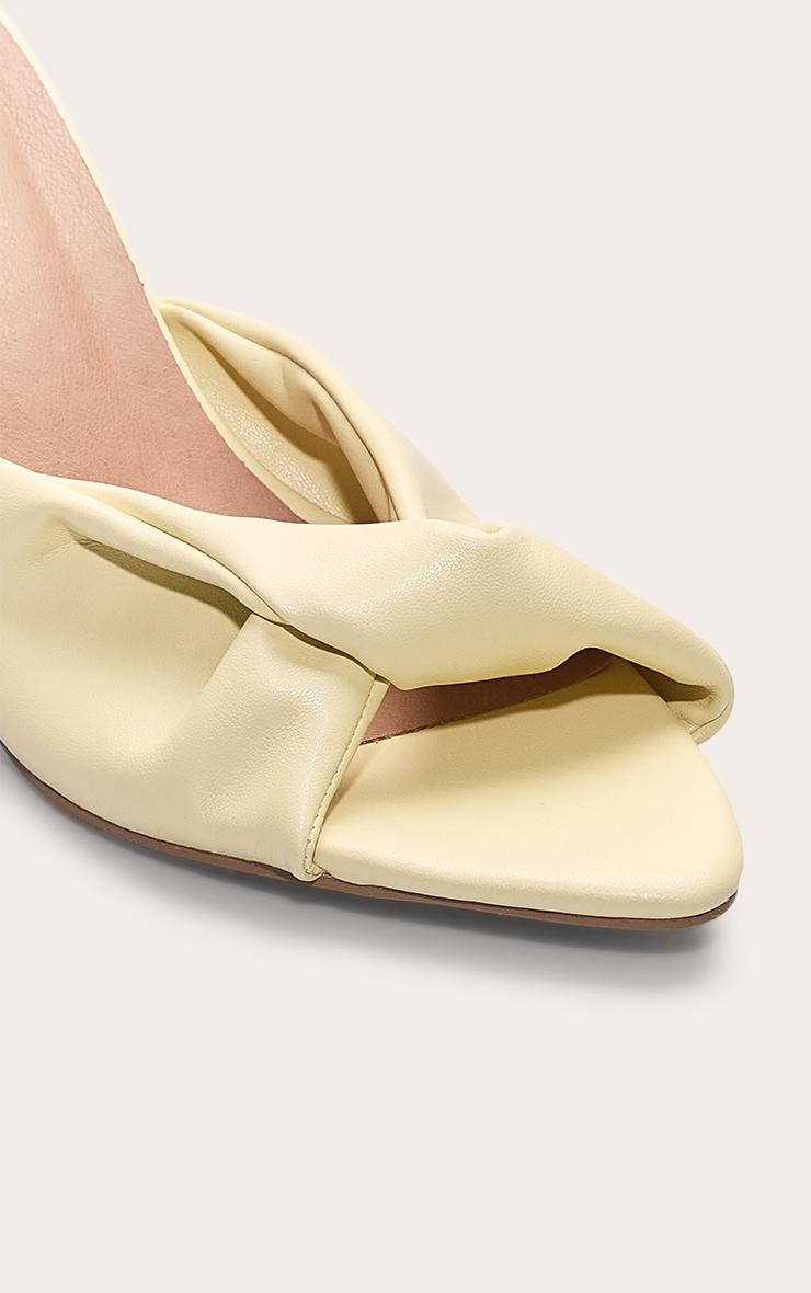 Butter Yellow Pu Point Toe Twist Strap High Heeled Mules Product Image
