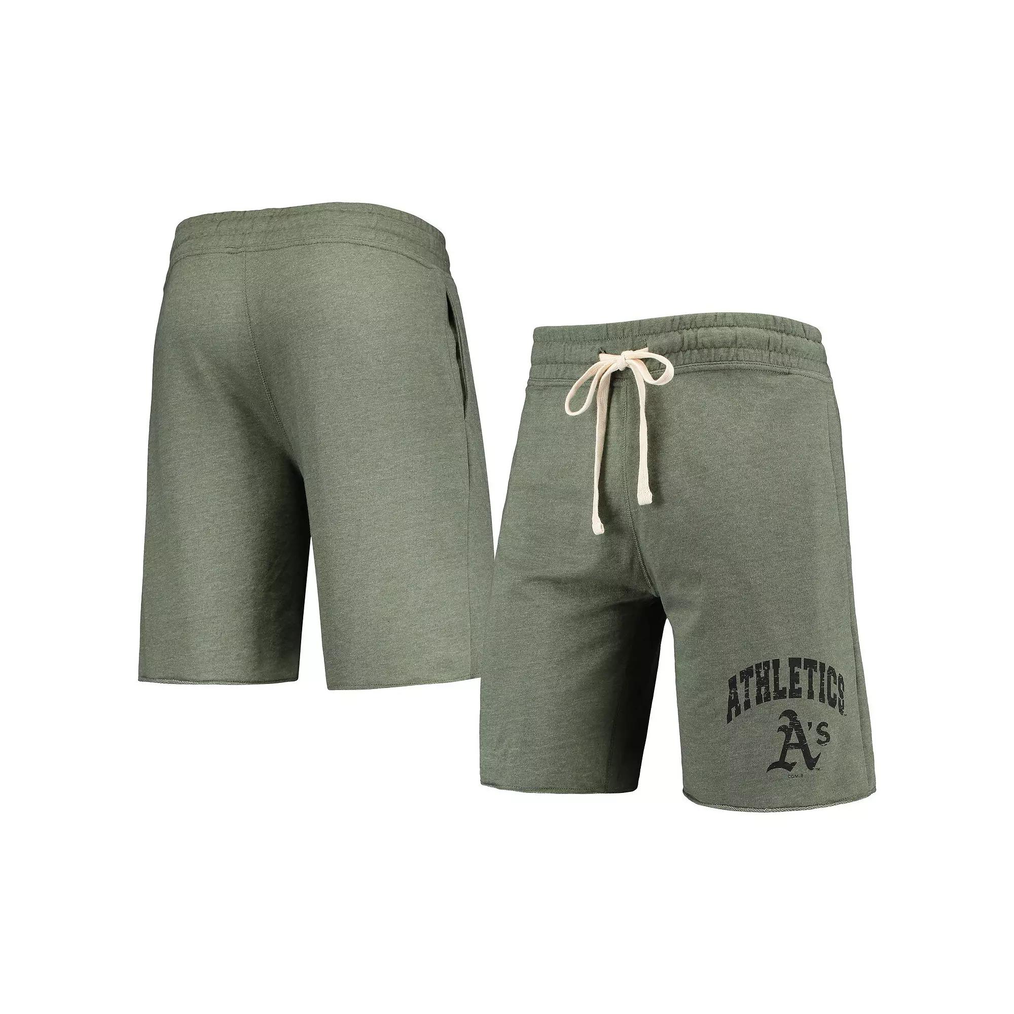 Men's Concepts Sport Heathered Olive Oakland Athletics Mainstream Tri-Blend Shorts,  Product Image