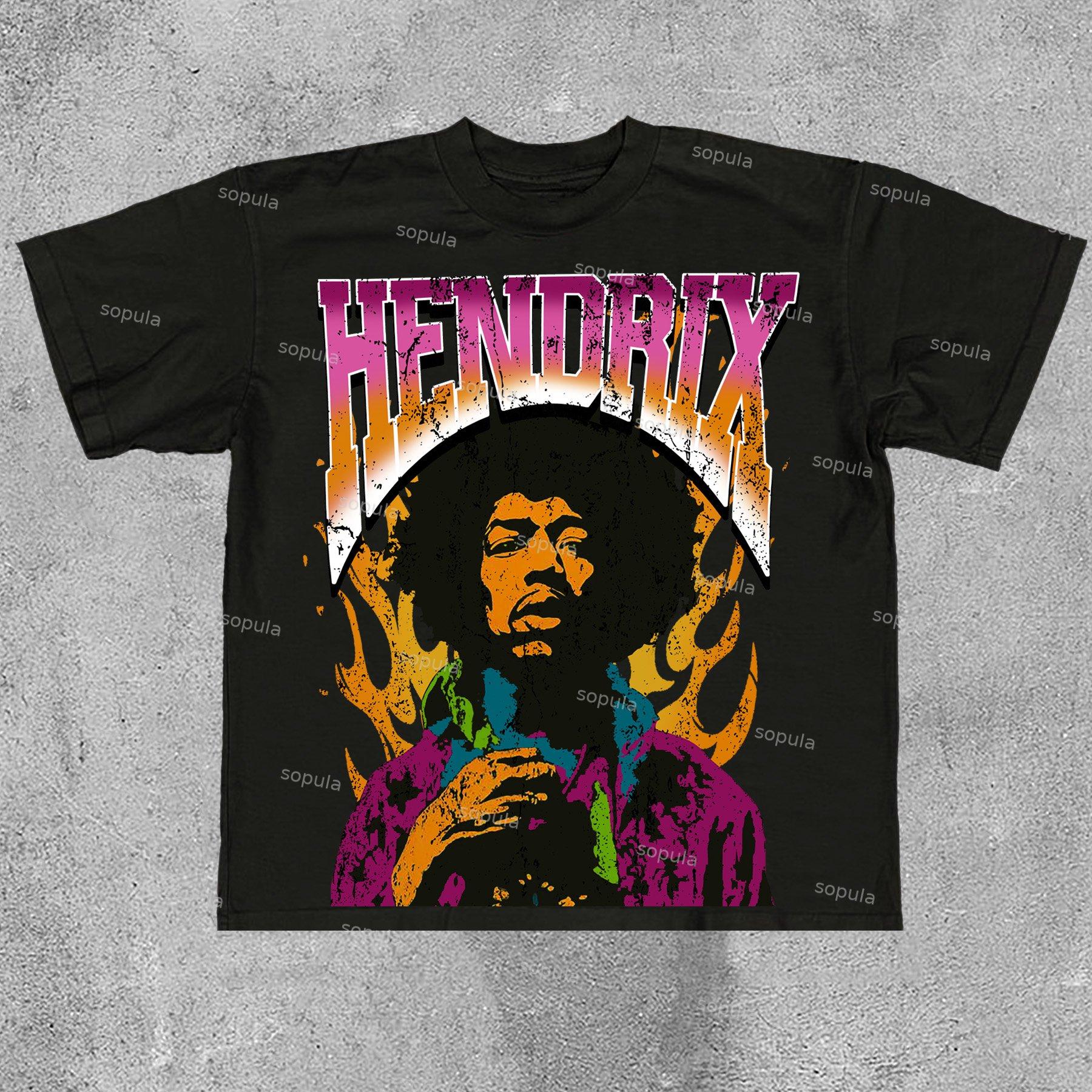 Sopula Jimi Hendrix Print Cotton T-Shirt Product Image