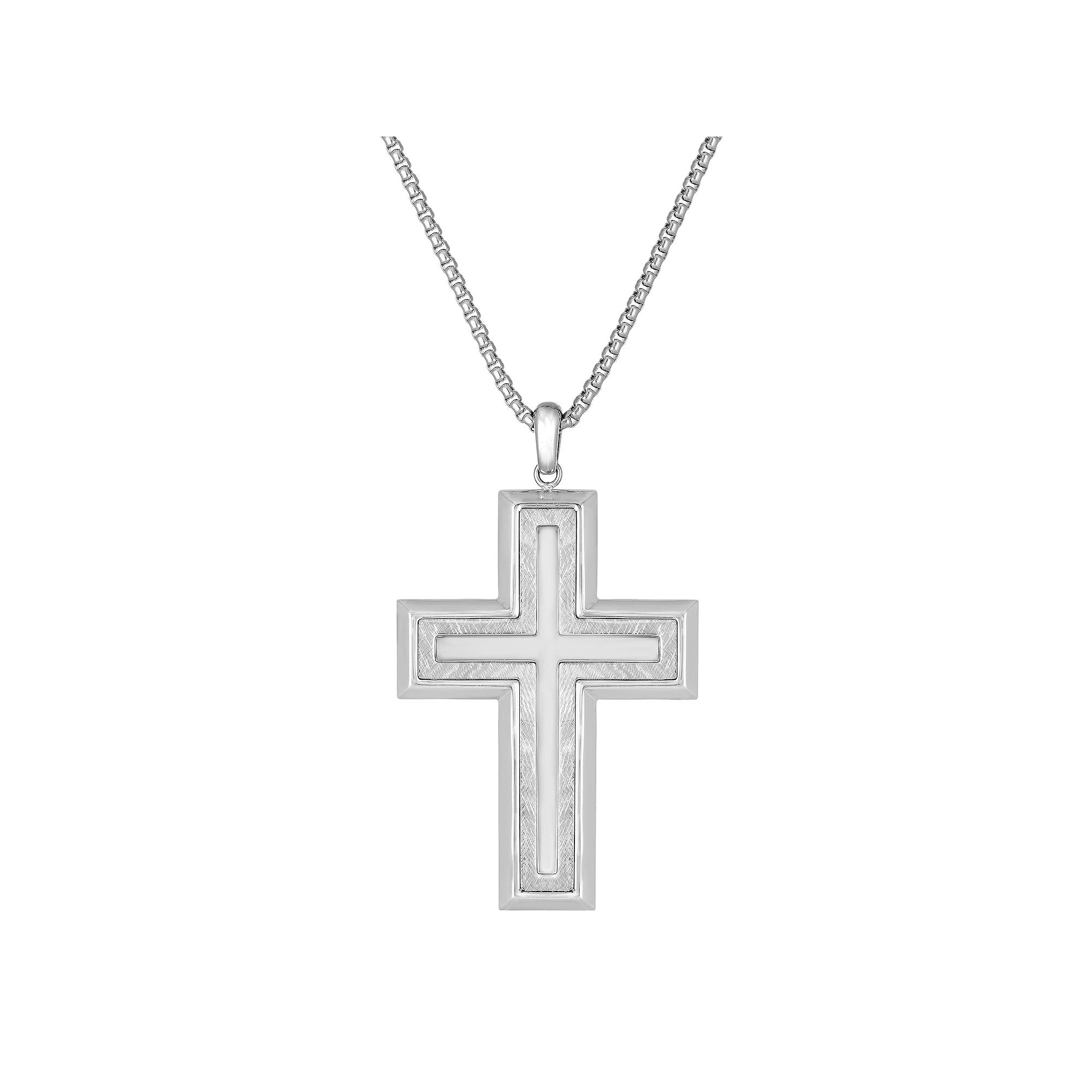 Men's LYNX Stainless Steel Cross Pendant Necklace, Size: 24" Product Image