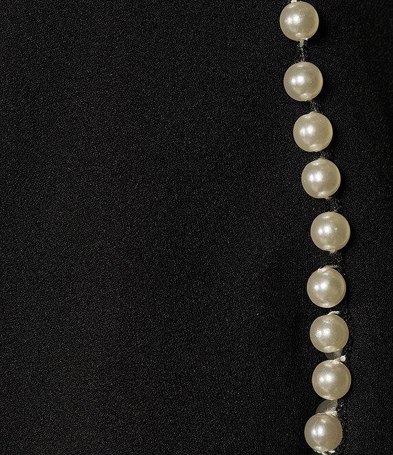 Adrianna Papell Plus Size Crew Neck Pearl Trim Crepe Dress Product Image