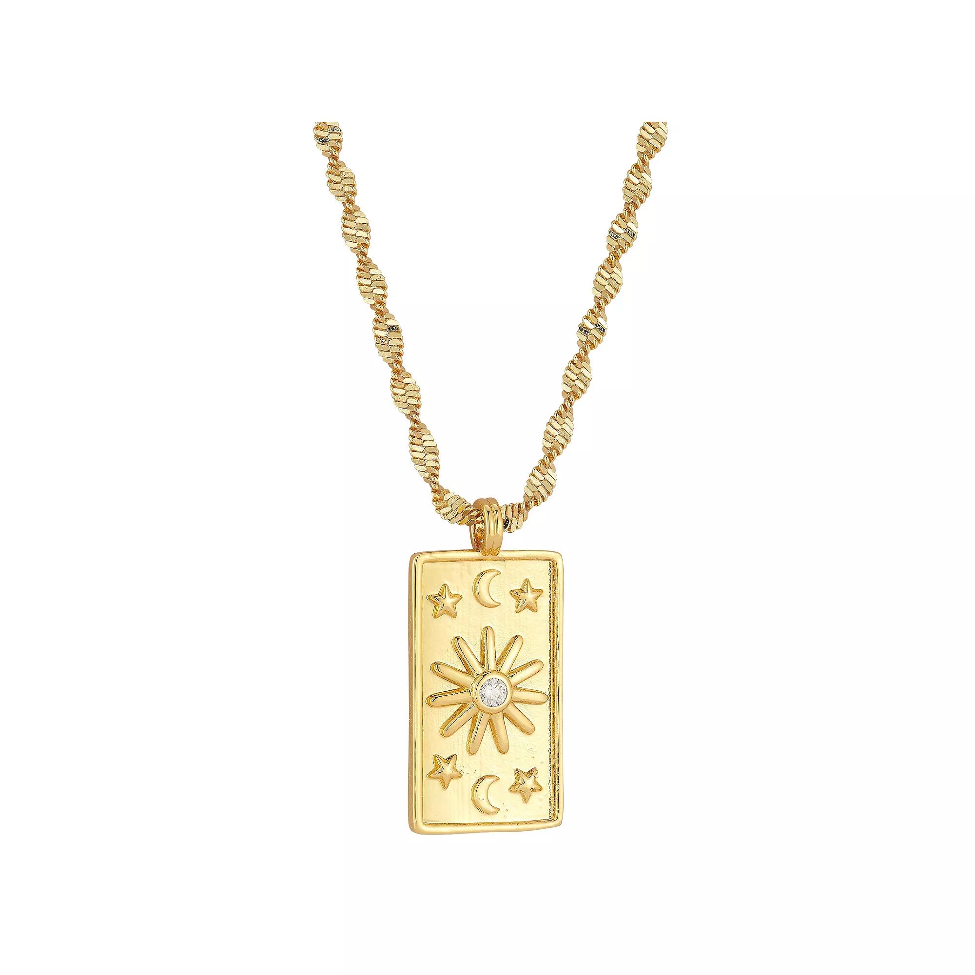 WINX 18k Gold Plated Cubic Zirconia Tag Necklace, Women's, Size: 20", Gold Tone Product Image