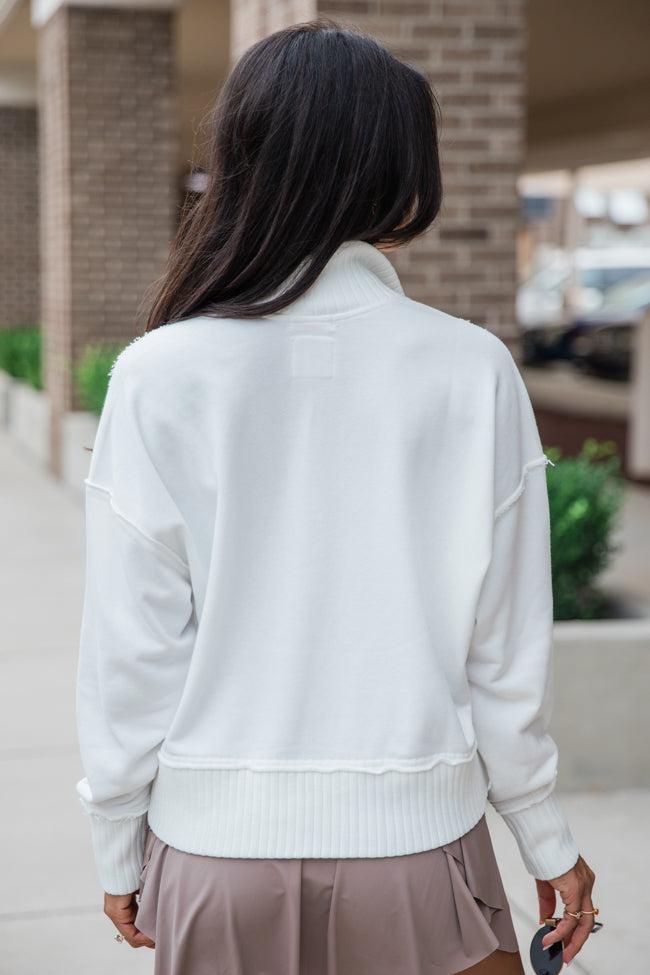 Just Go With It Ivory Crop Henley Pullover FINAL SALE Product Image