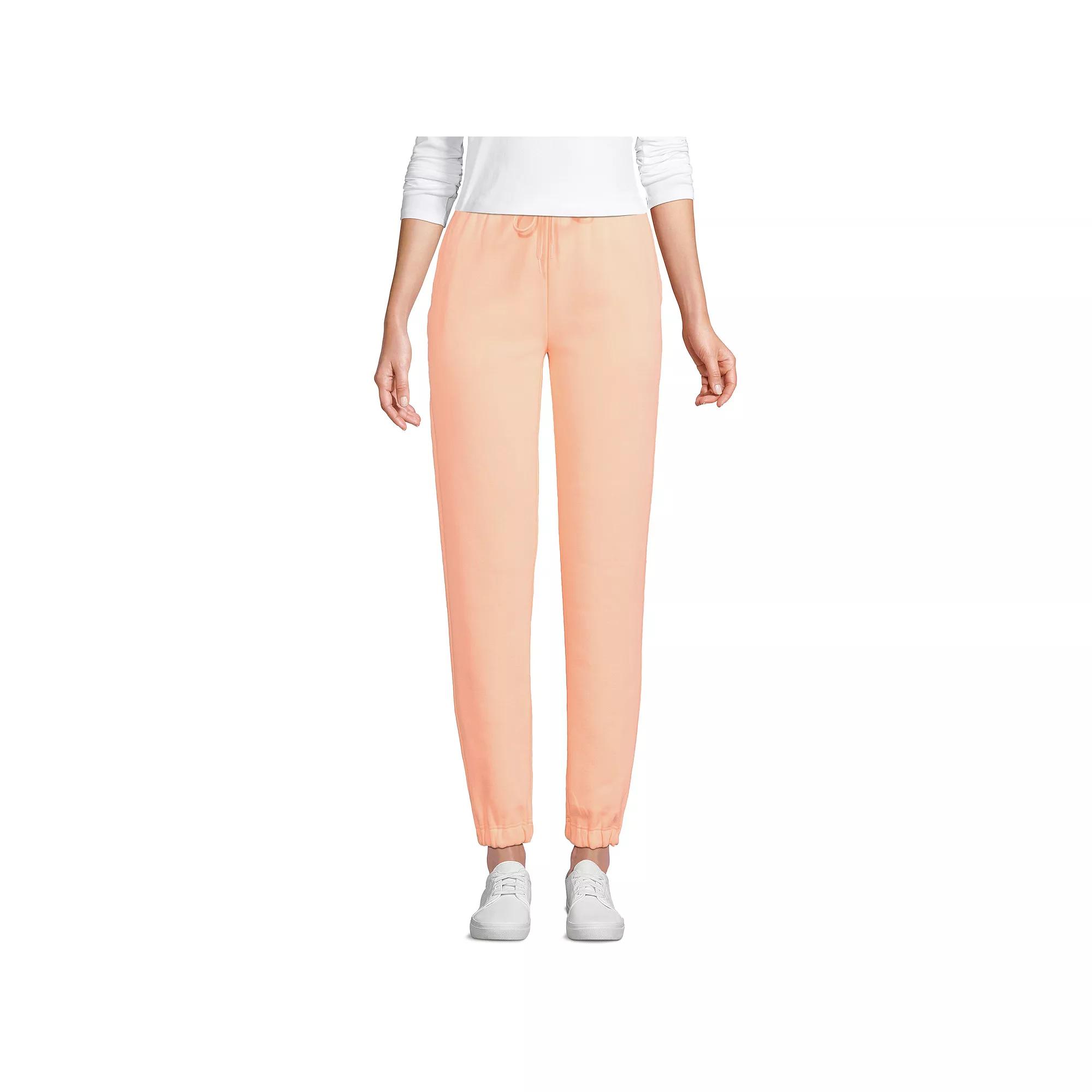 Women's Lands' End Fleece High Waisted Jogger Pants,  Product Image