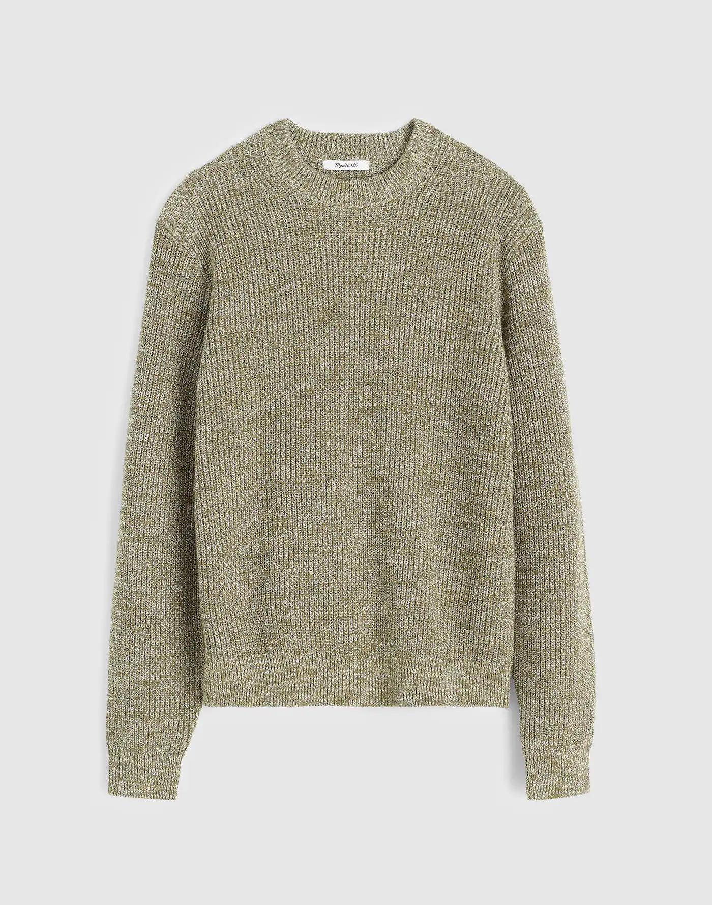 Cotton Shaker-Stitch Crewneck Sweater Product Image