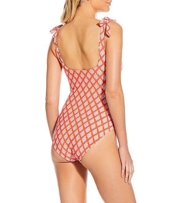 A Loves A Reversible Rio Flower Tie Shoulder Scoop Neck One Piece Swimsuit Product Image