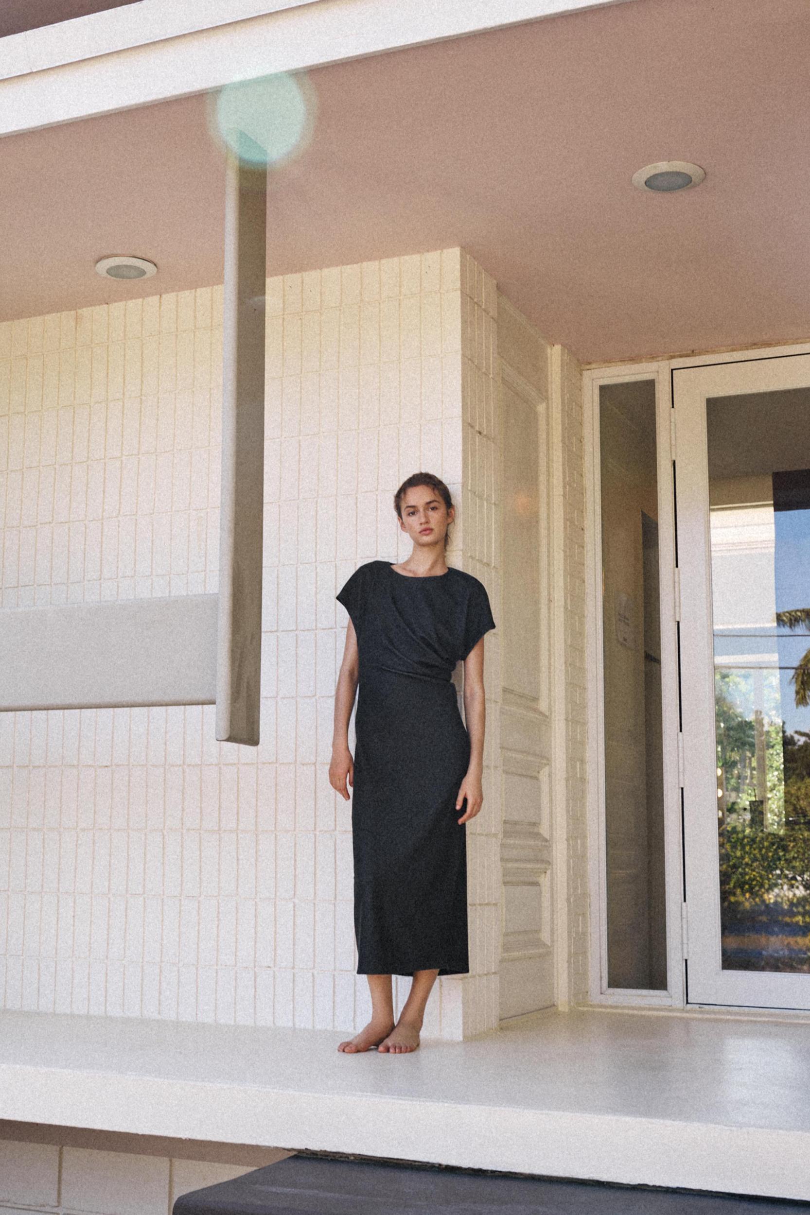 DRAPED MIDI DRESS Product Image