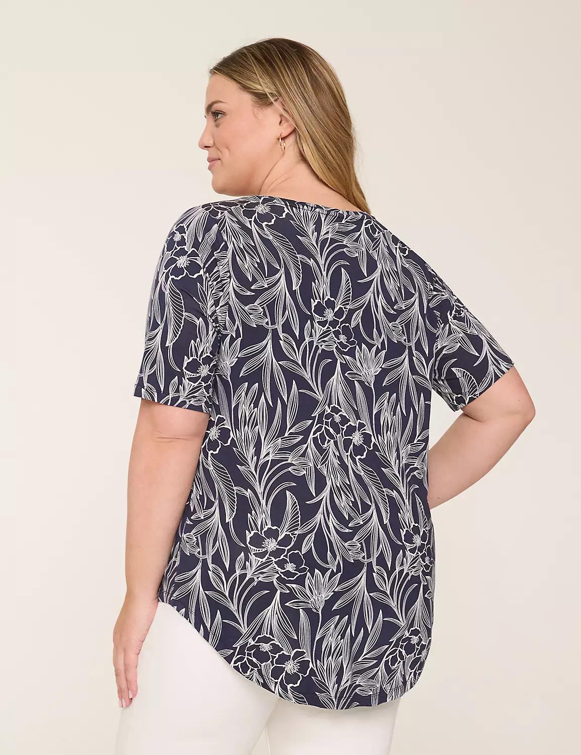 Perfect Sleeve V-Neck Curved-Hem Tee Product Image