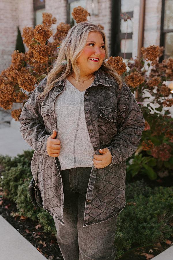 Stop Time Light Weight Denim Jacket in Vintage Black Curves Product Image