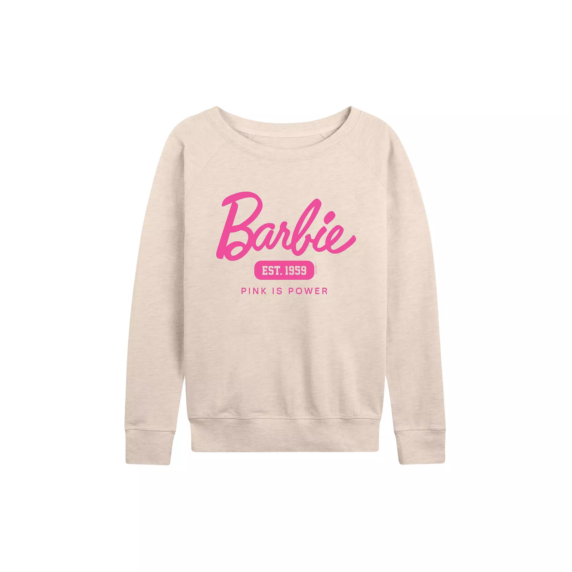Women's Barbie® Pink Is Power French Terry Long Sleeve Tee, Girl's,  Product Image