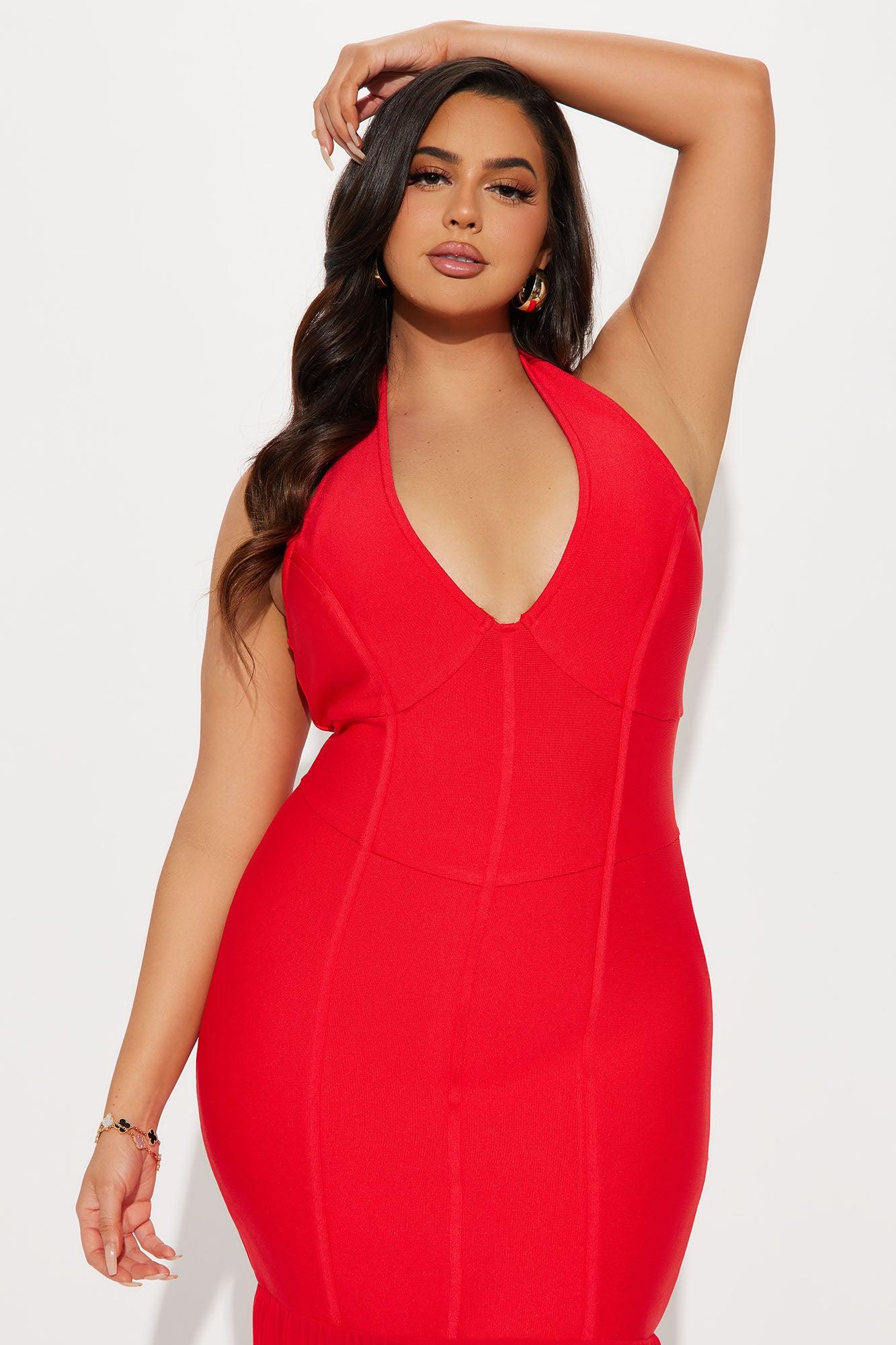 Megan Bandage Maxi Dress - Red Product Image