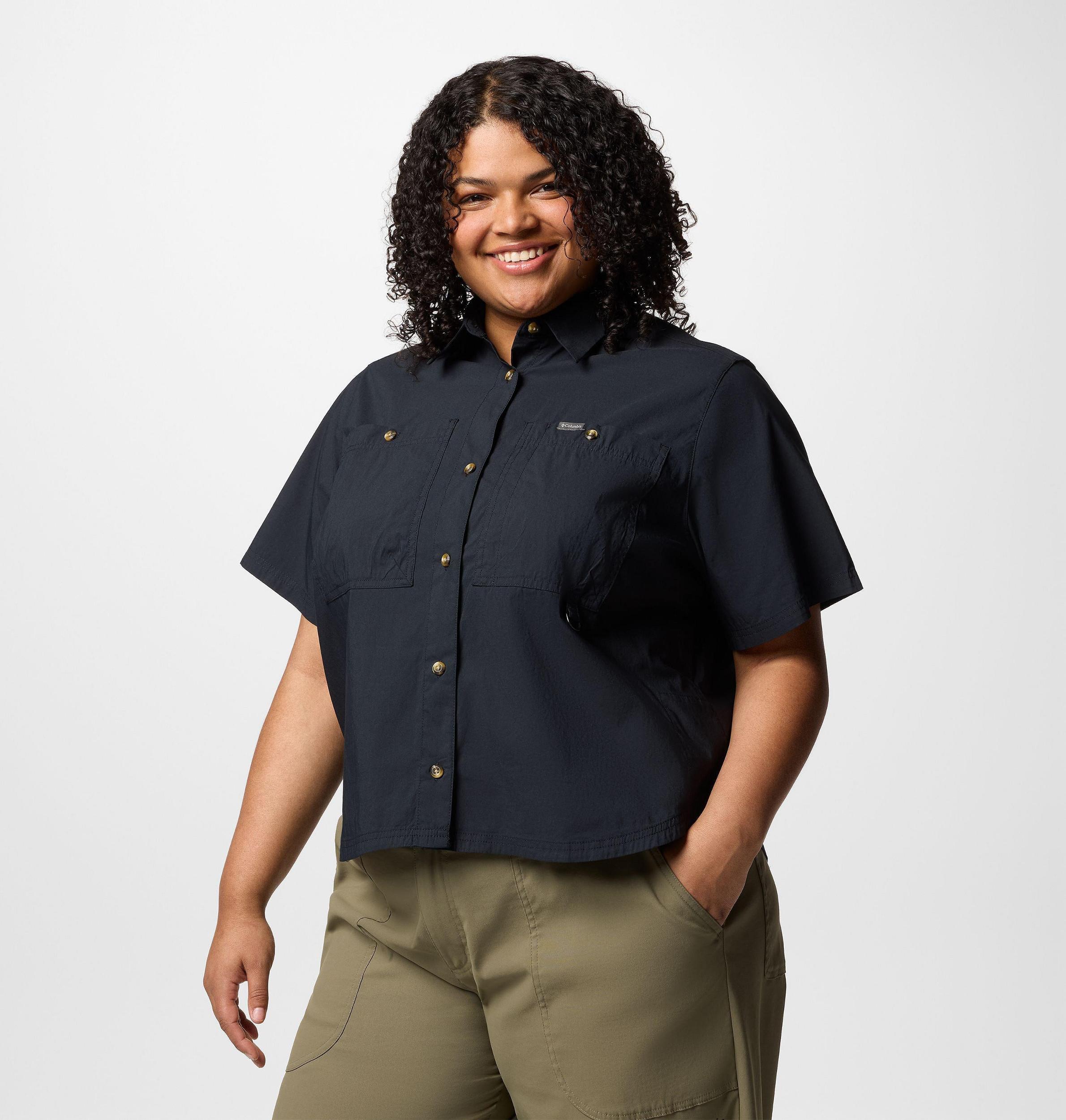 Columbia Womens Brea Falls Woven Short Sleeve Shirt - Plus Size- Product Image