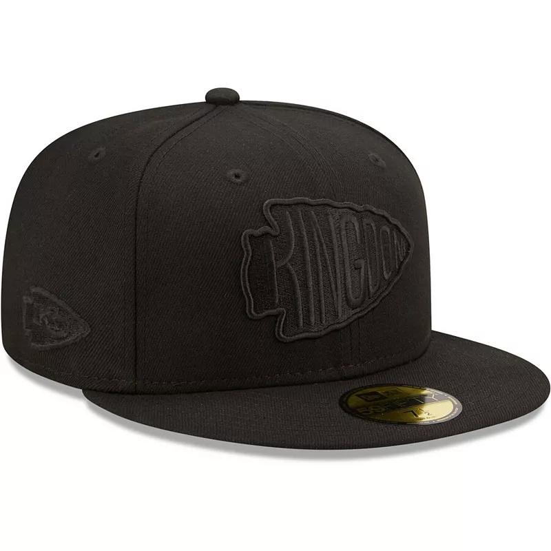 Men's New Era Kansas City Chiefs Black on Black Alternate Logo 59FIFTY Fitted Hat,  Product Image