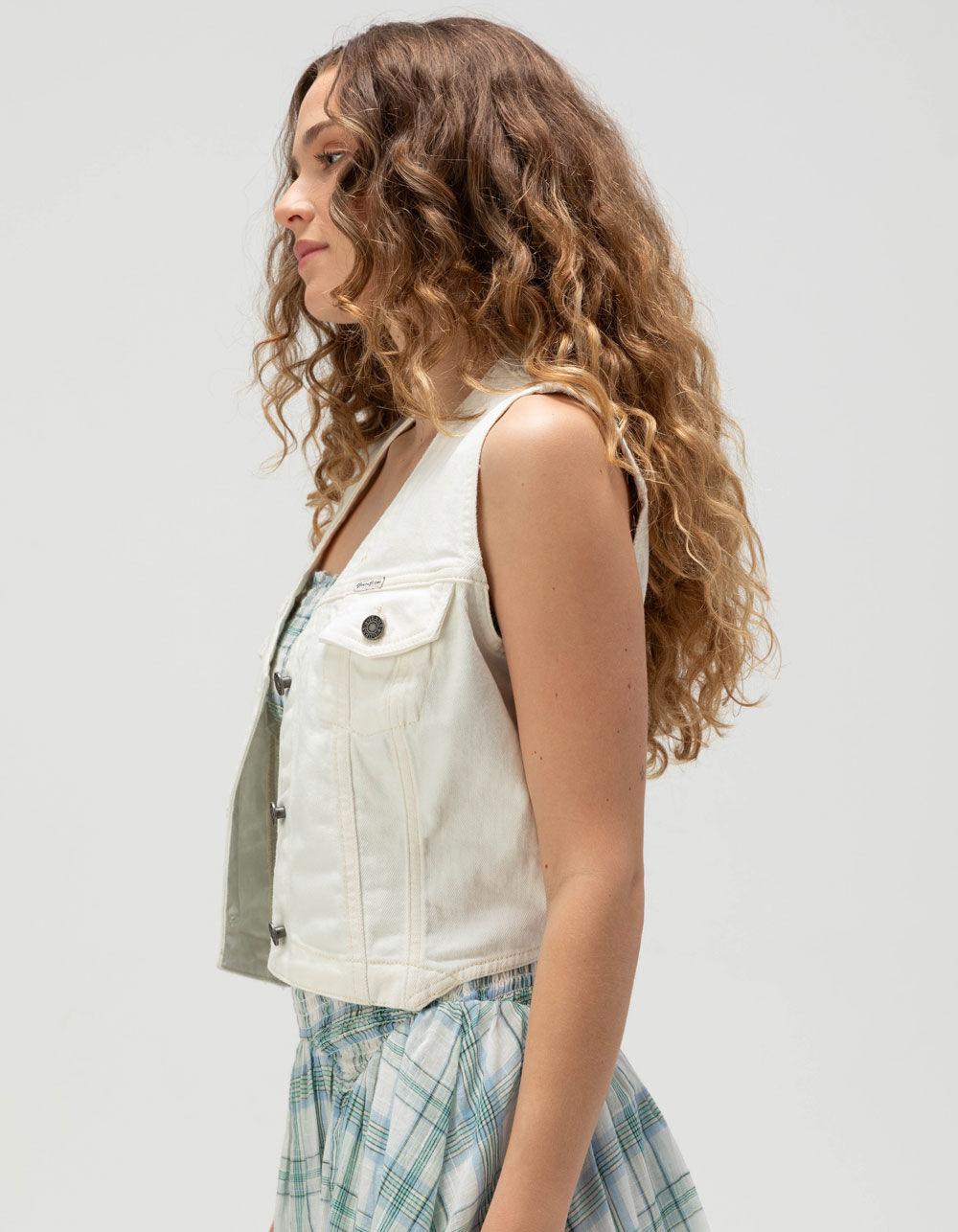 GUESS JEANS Womens Denim Vest - WHITE Product Image
