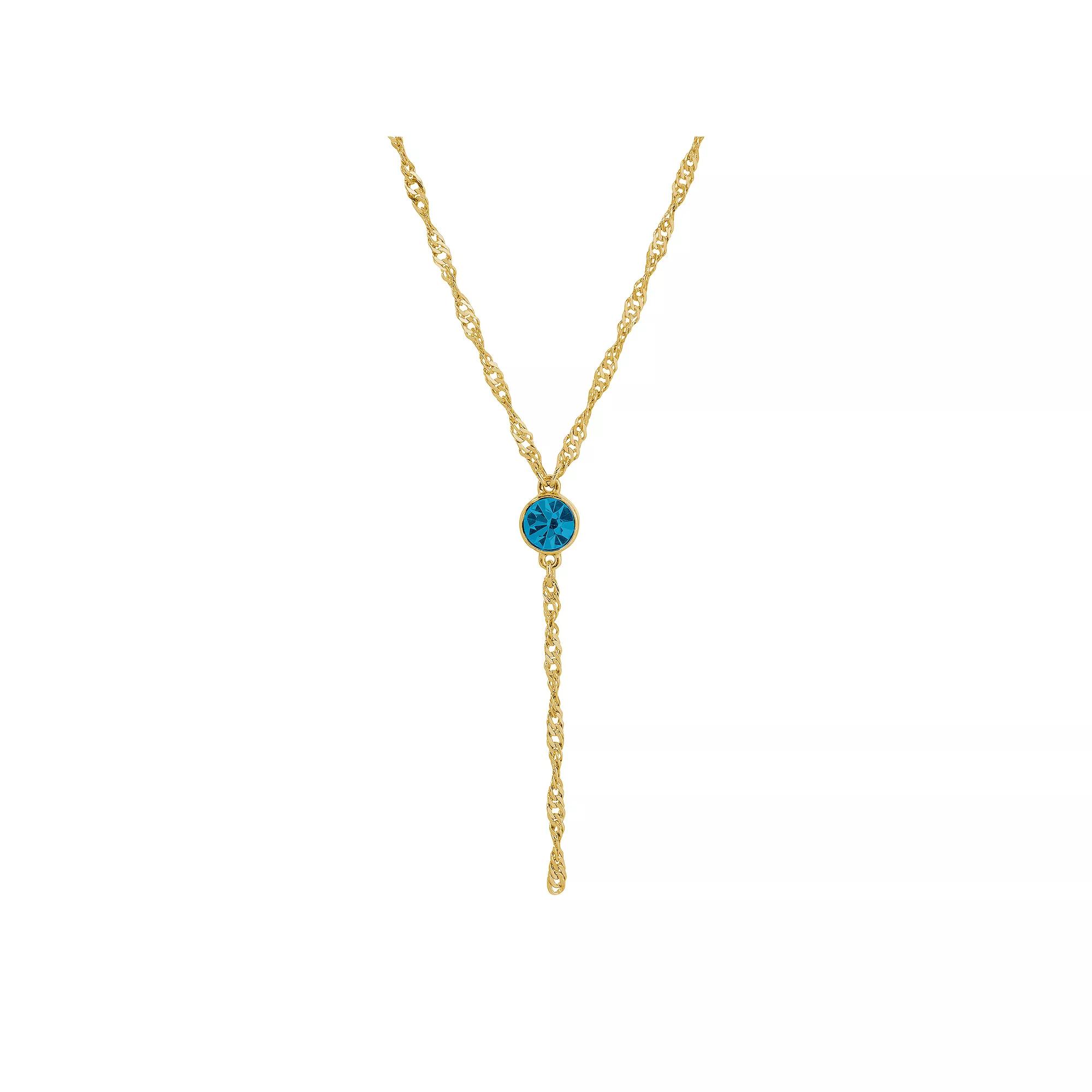 1928 Gold Tone Crystal Y-Necklace, Womens, Green Product Image