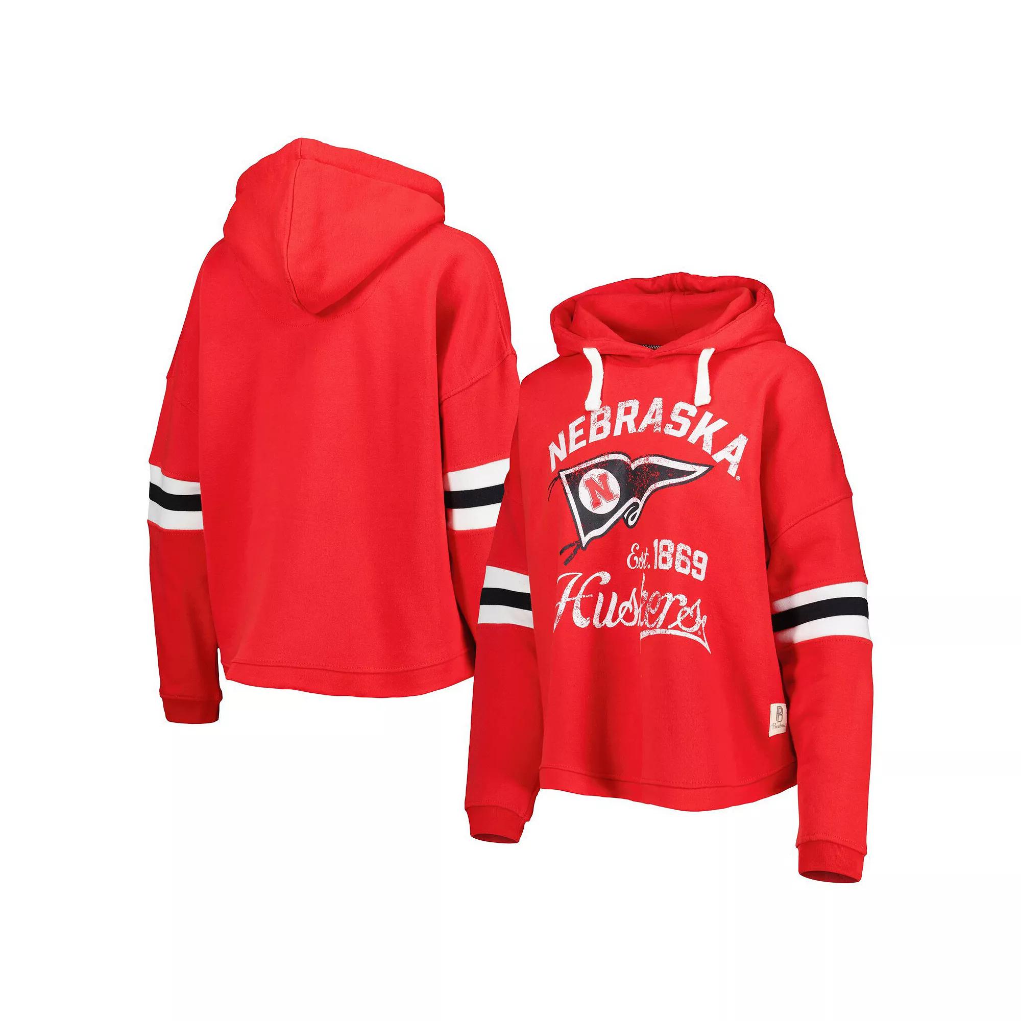 Women's Pressbox Scarlet Nebraska Huskers Super Pennant Pullover Hoodie,  Product Image