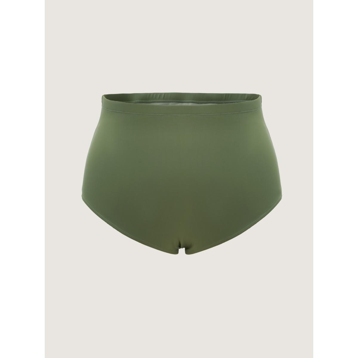 Plus Size Flutter Sleeve Twist Front Button Swim Dress Women's Swimwear Sage Resort Bodycon V-neck High stretch Curve Swim Dresses BloomChic 28/5X Product Image