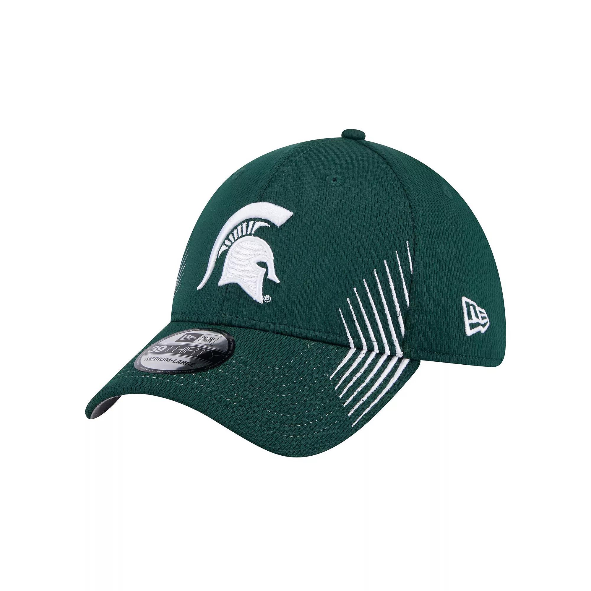Men's New Era Green Michigan State Spartans Active Slash Sides 39THIRTY Flex Hat,  Product Image