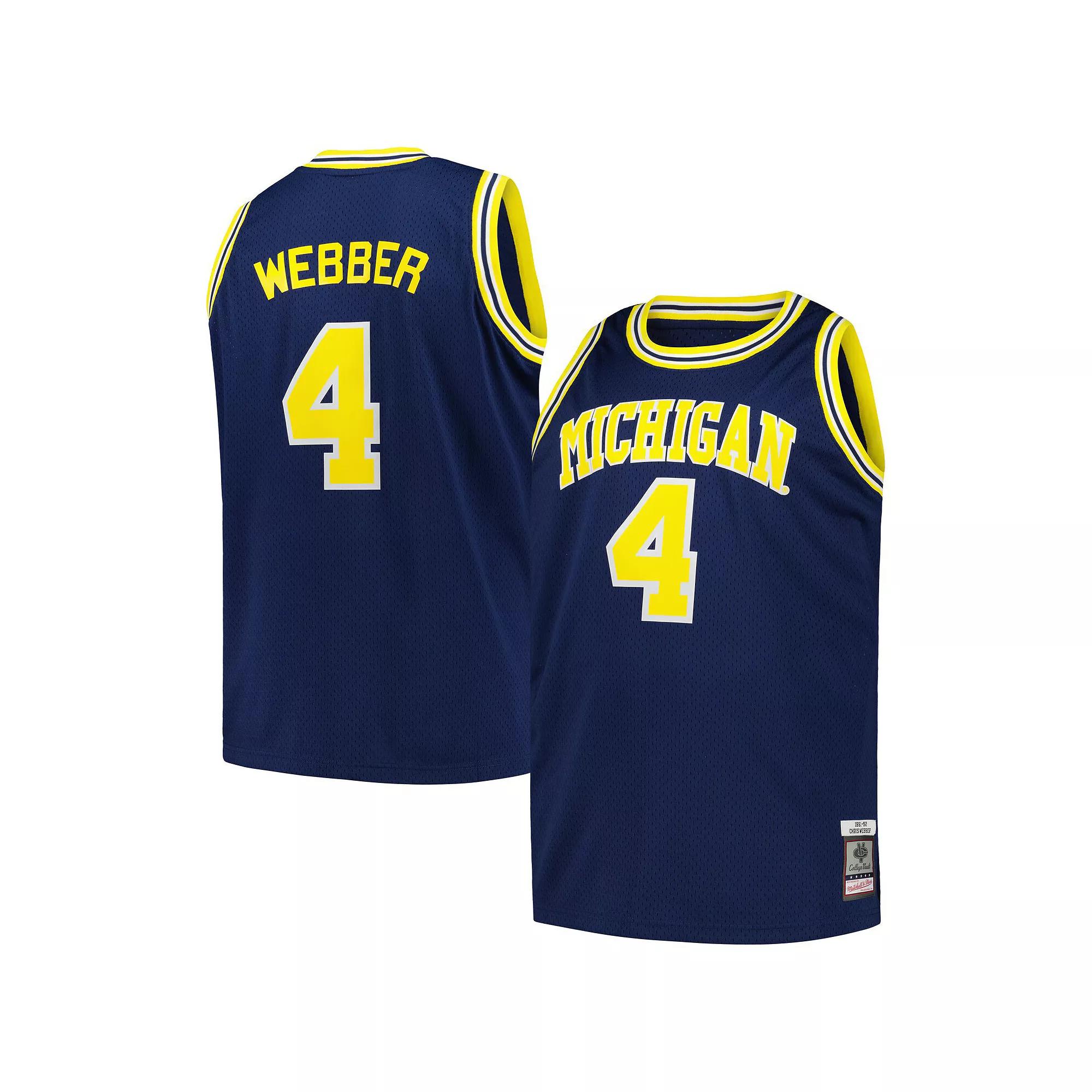 Men's Mitchell & Ness Chris Webber Navy Michigan Wolverines Big & Tall Swingman Jersey, Size: 2XLT, Blue Product Image