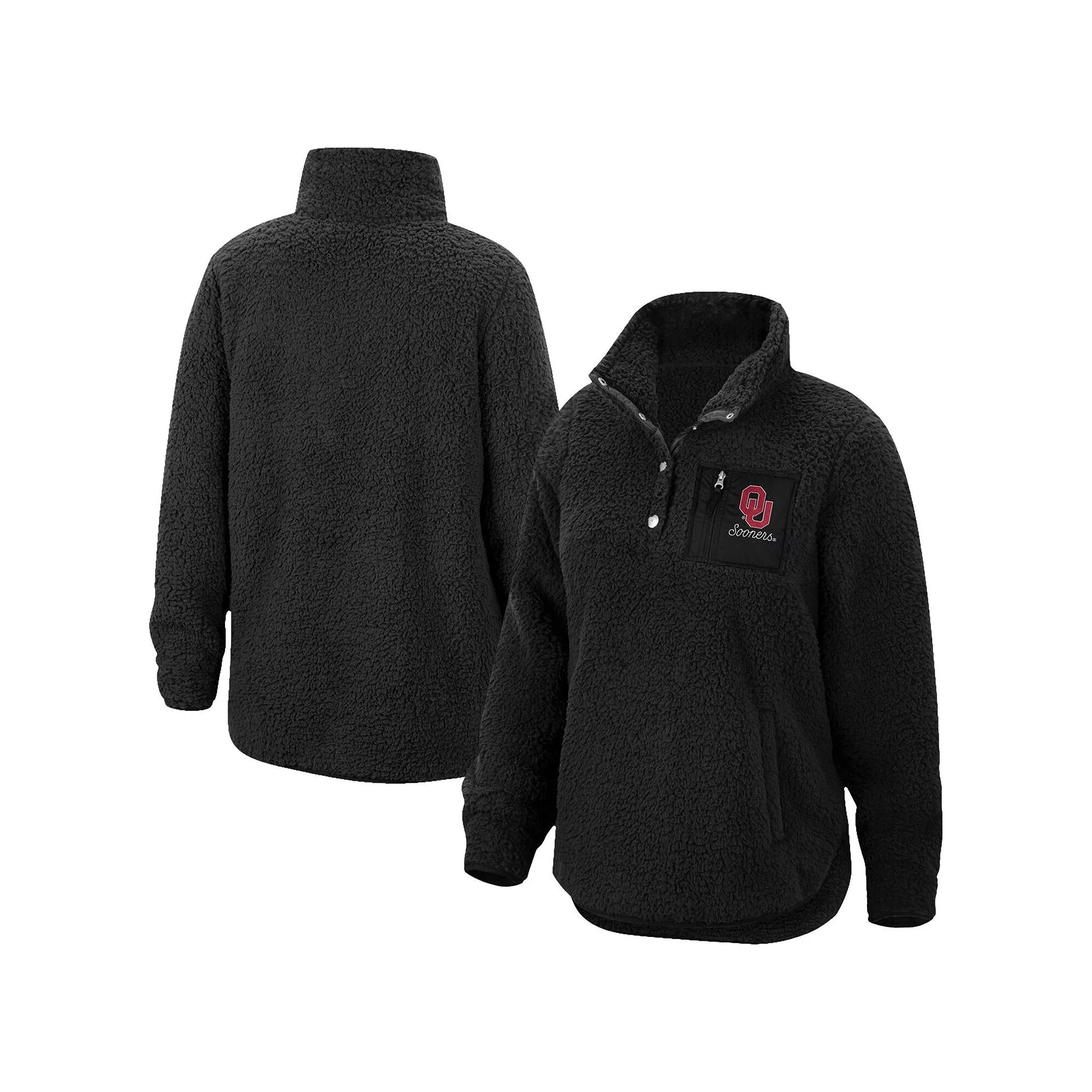 Women's Top of the World Black Oklahoma Sooners Sierra Sherpa Quarter-Snap Jacket,  Product Image