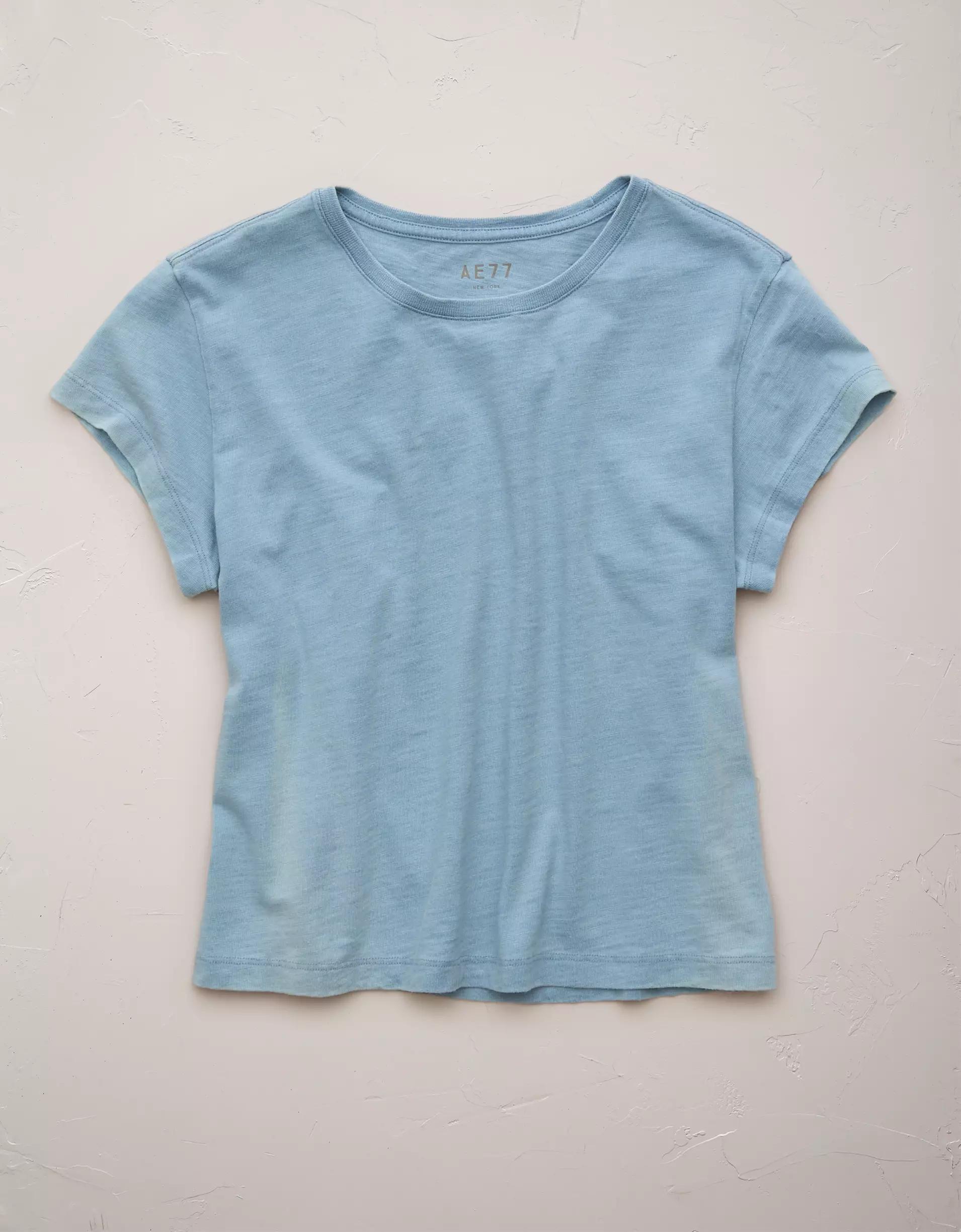 AE77 Premium Boxy Cropped Crewneck T-Shirt Product Image