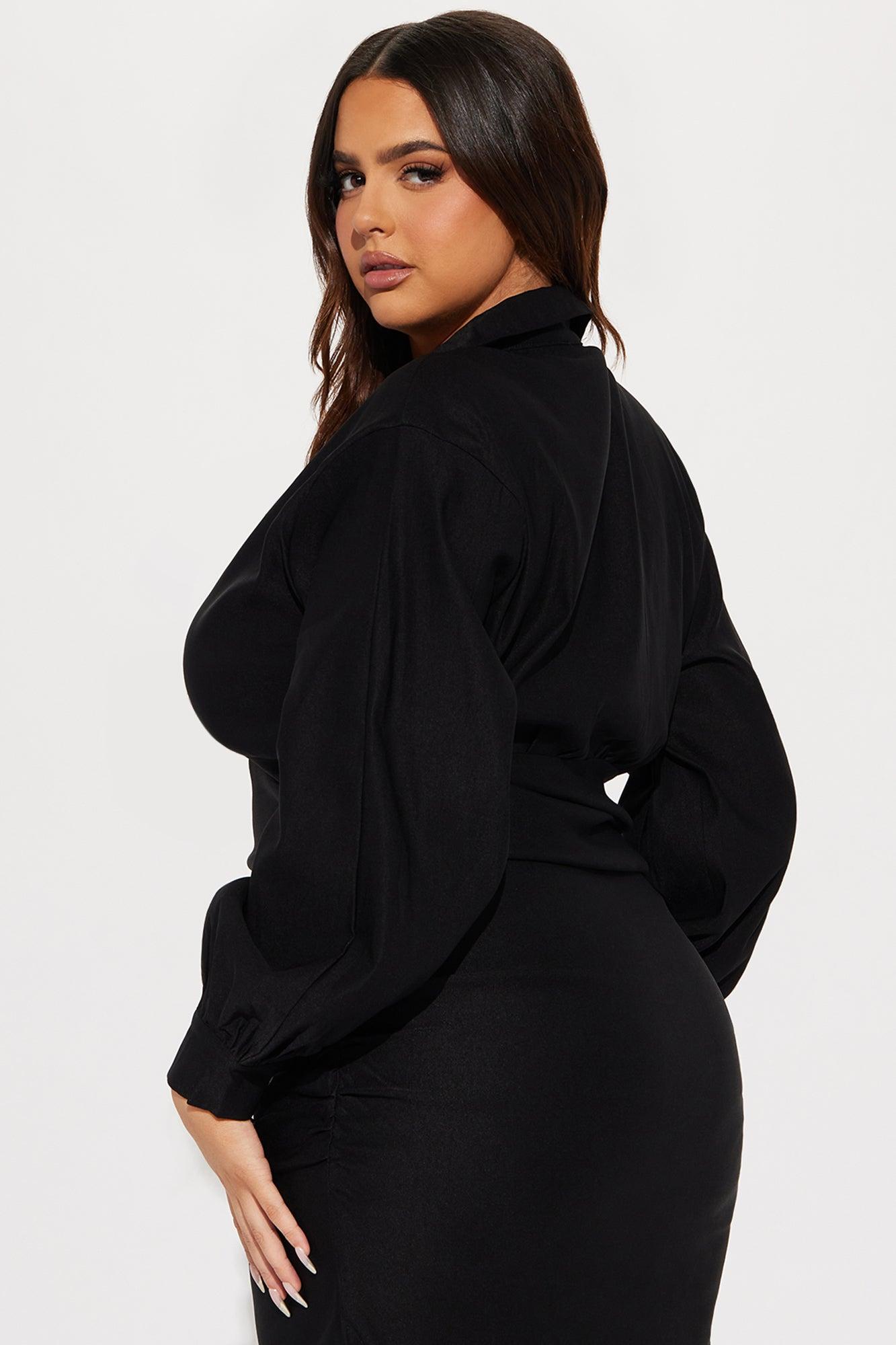 Elise Ruched Midi Dress - Black Product Image