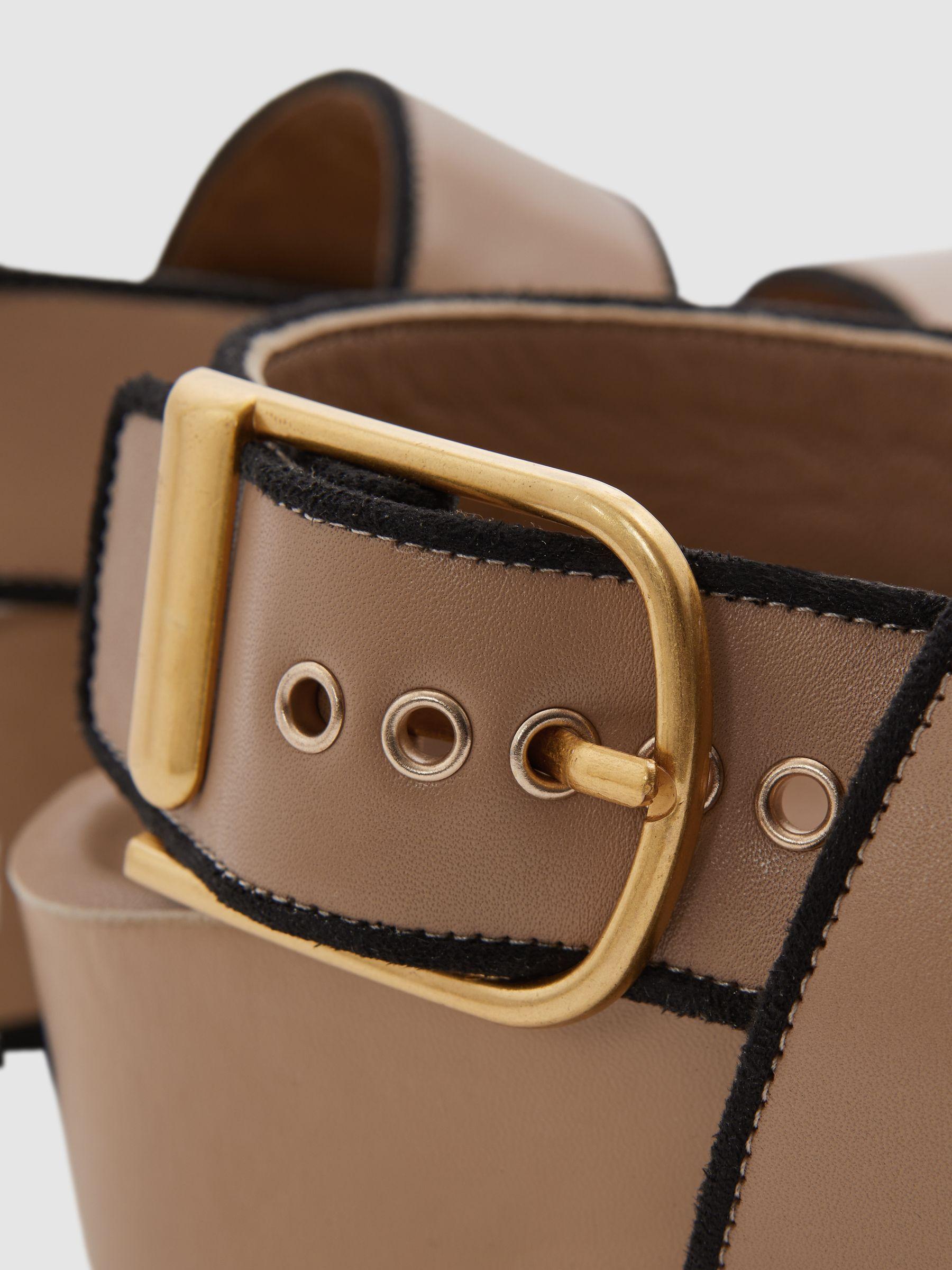 Strappy Chunky Leather Sandals in Tan Product Image