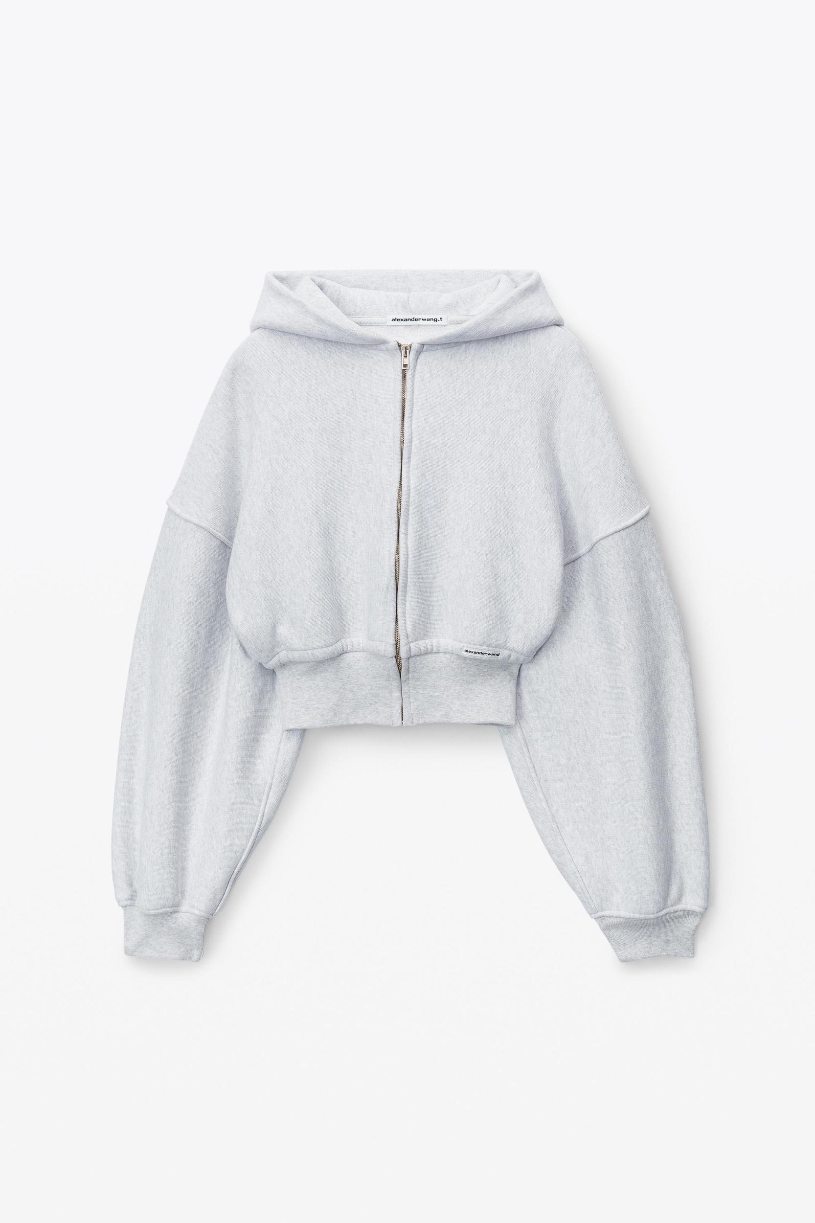 Cropped Zip Up Hoodie In Classic Cotton Terry Product Image
