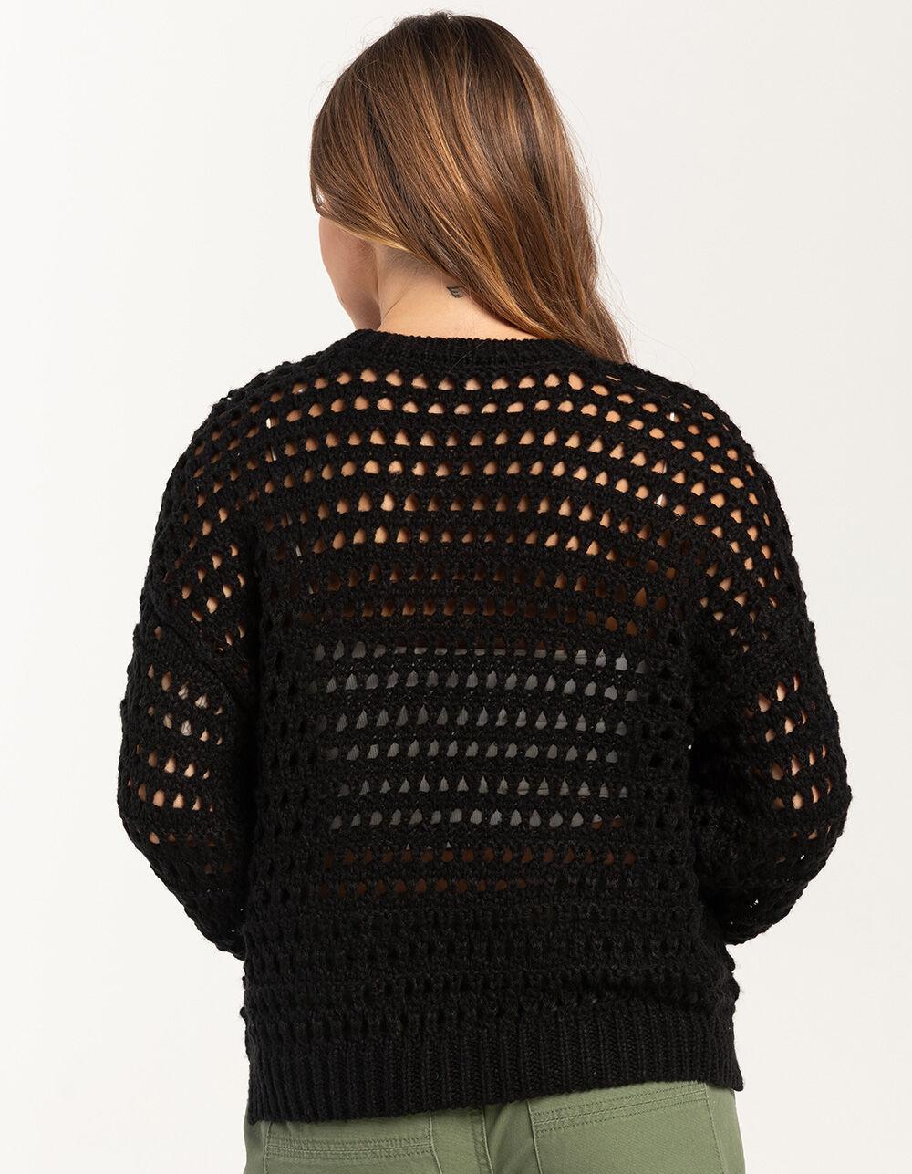 FULL TILT Essentials Open Knit Womens Pullover Sweater - BLACK Product Image