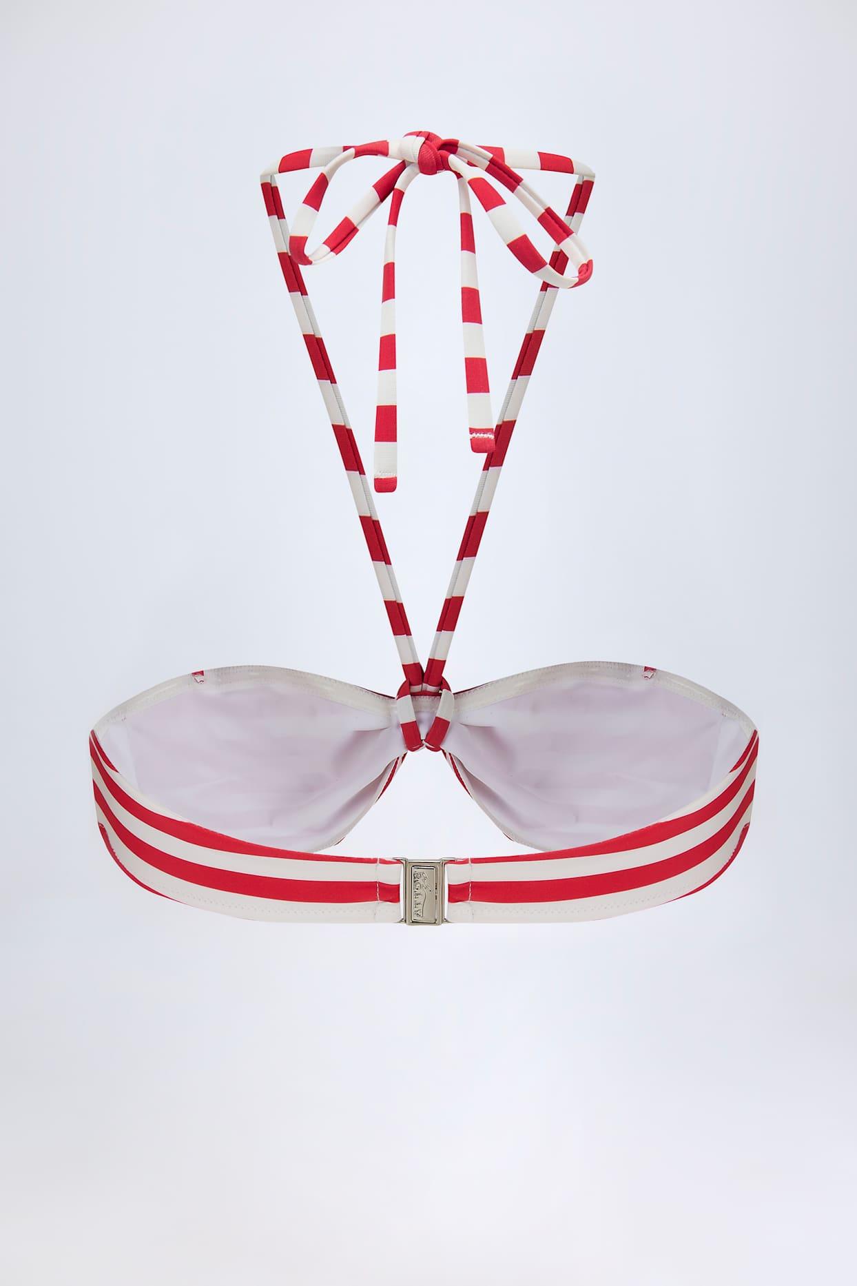 Multiway Bikini Top in Cherry Red Stripe Product Image