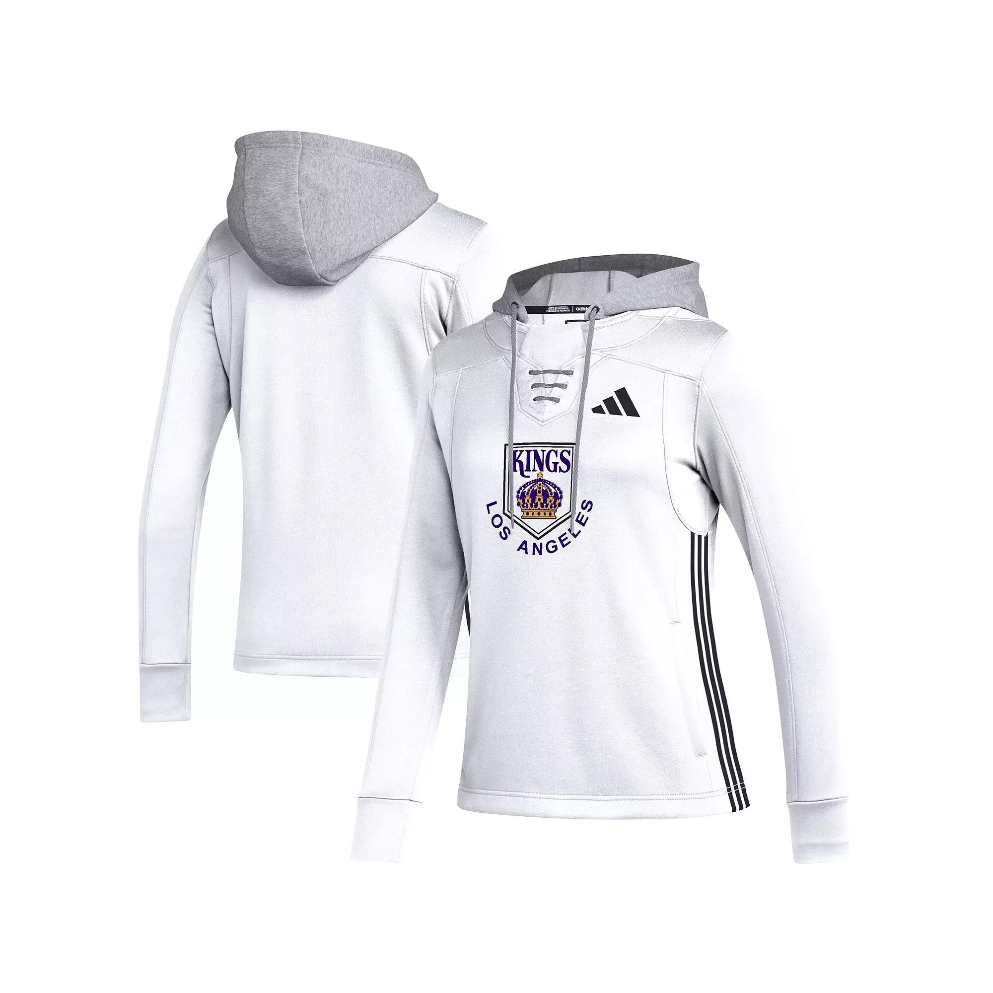 Women's adidas White Los Angeles Kings Refresh Skate Lace AEROREADY Pullover Hoodie,  Product Image
