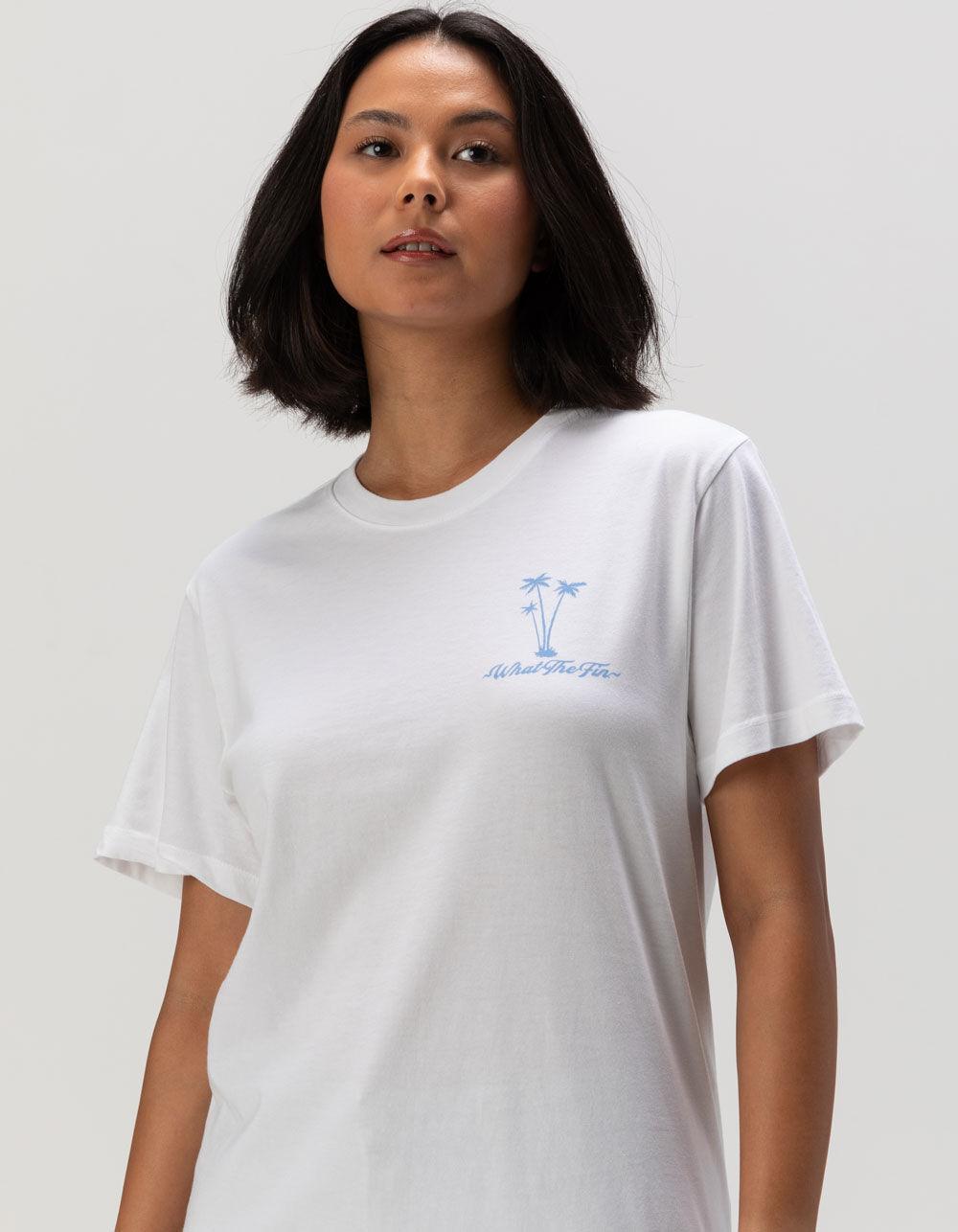 WHAT THE FIN Island Cat Womens Tee - WHITE Product Image