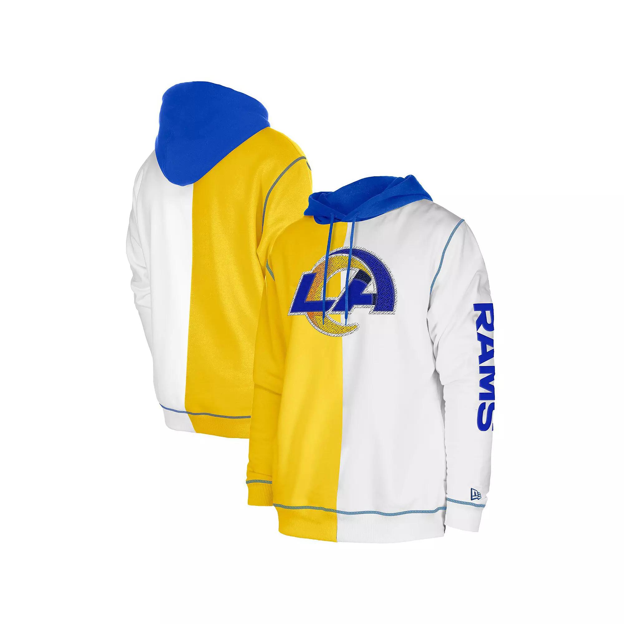 Men's New Era  Gold/White Los Angeles Rams Third Down Split Raglan Pullover Hoodie, Size: Medium Product Image